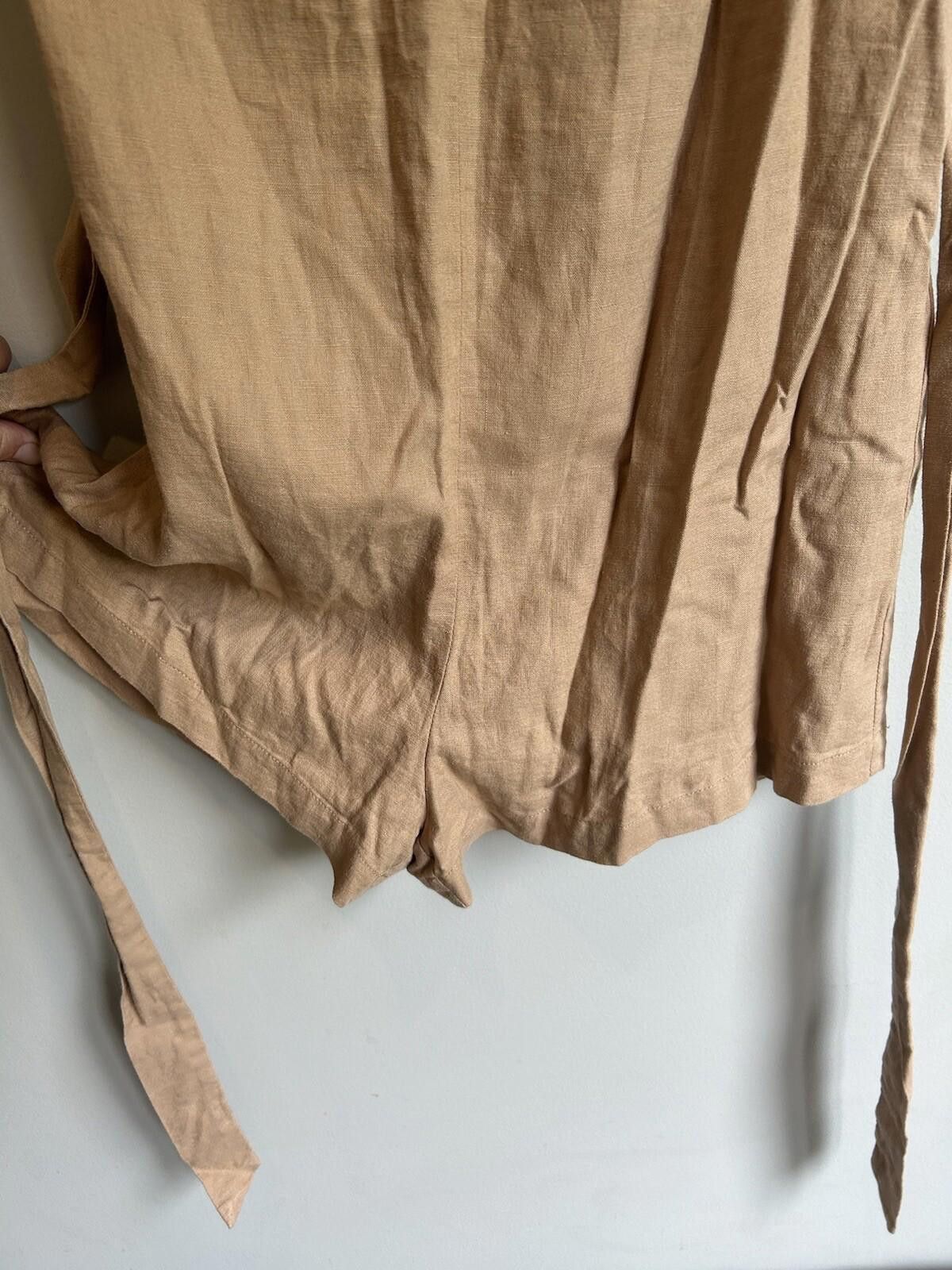 Designer Sportsgirl Playsuit Linen W/Belt Brown - Size 4 (003) Size 25" / US 0 / IT 36 - 4 Thumbnail