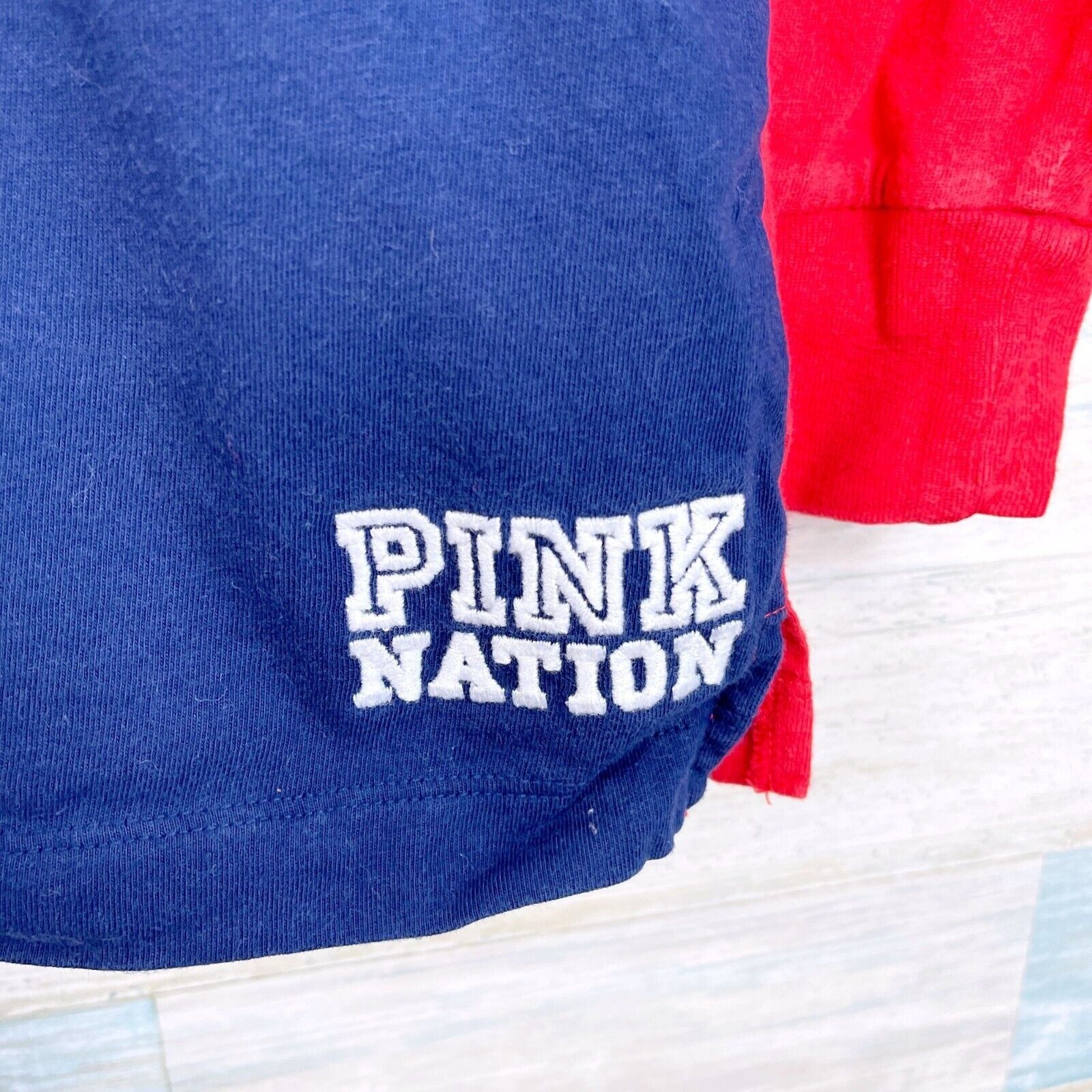 Victoria's Secret PINK Victorias Secret Spell Out Rugby Shirt Red Blue White Size XS / US 0-2 / IT 36-38 - 4 Thumbnail