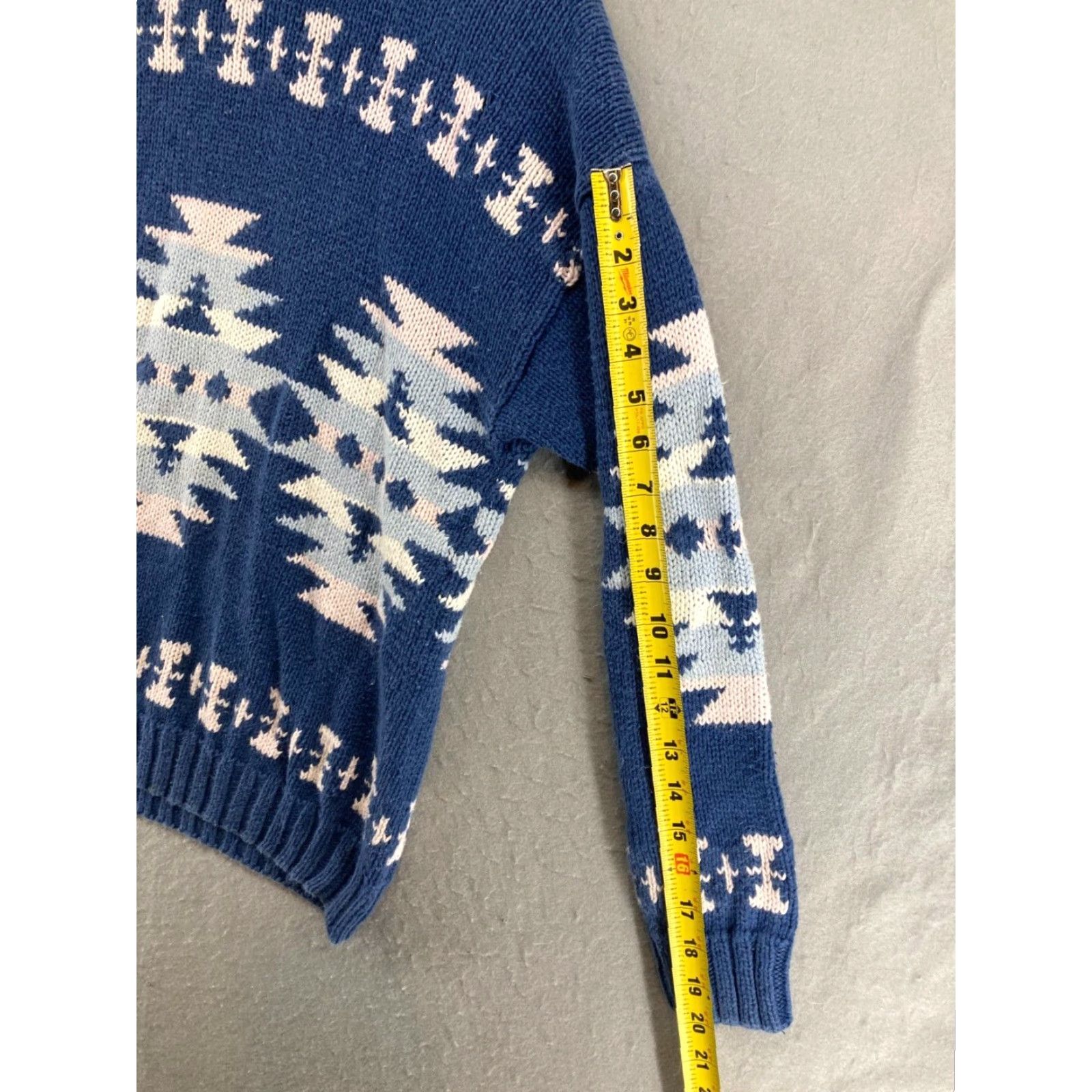 Vintage NUOVO Women's Sweater Medium Blue Geometric Knit Pullover 80s 90s Size M / US 6-8 / IT 42-44 - 4 Thumbnail