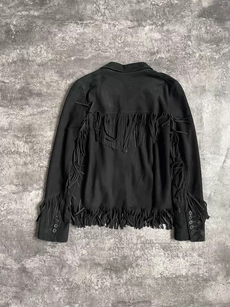 Saint Laurent Paris Saint Laurent Paris Black Suede Fringe Jacket Size XS / US 0-2 / IT 36-38 - 6 Thumbnail