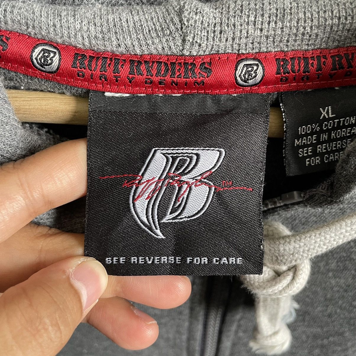 Ruff Ryders Vintage Ruff Ryders Dirty Denim Zipper Hoodie Size US XL / EU 56 / 4 - 3 Thumbnail