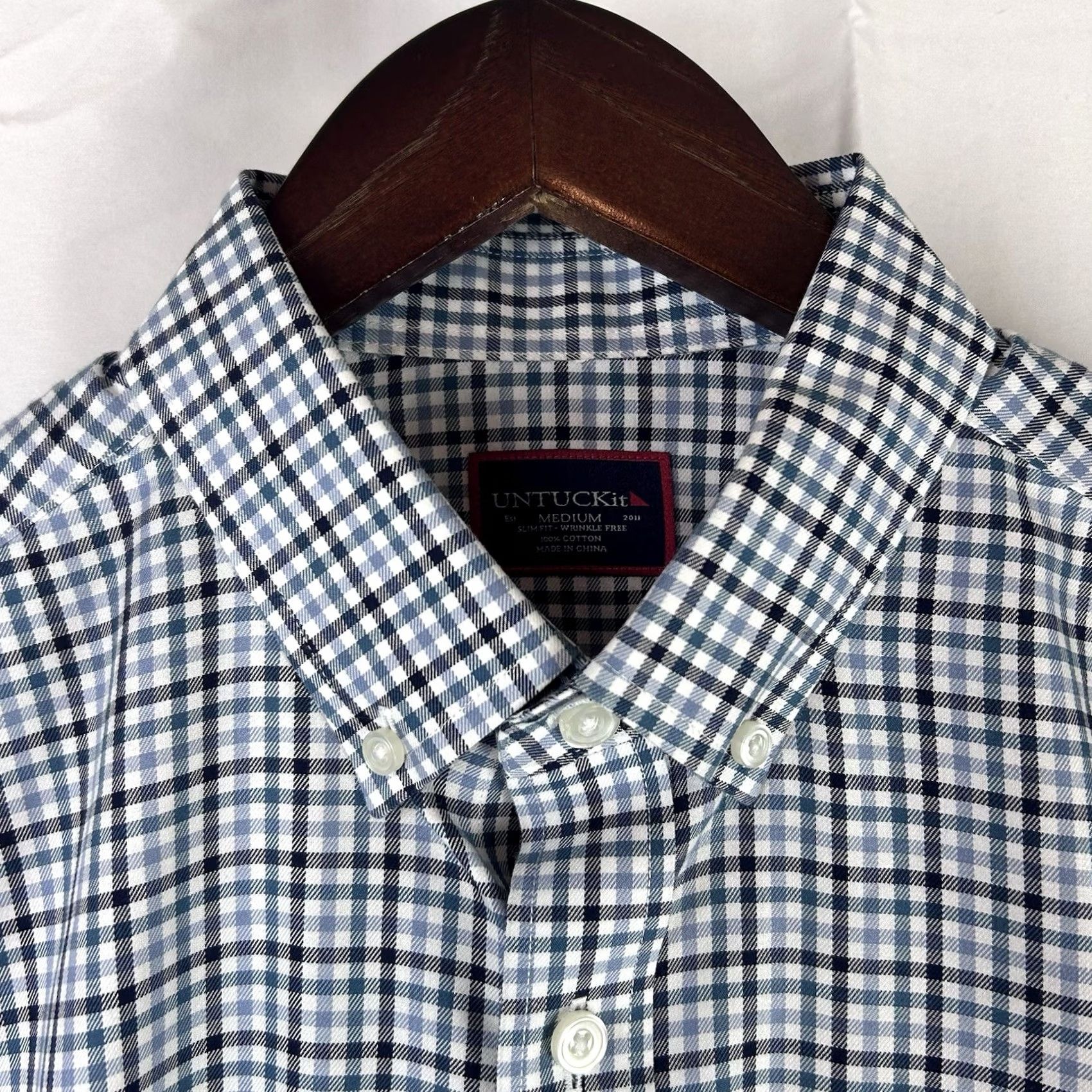 UNTUCKit UNTUCKit Alberto WF Button Down Shirt Long Sleeve Check Mens Medium Slim Fit Size US M / EU 48-50 / 2 - 3 Thumbnail