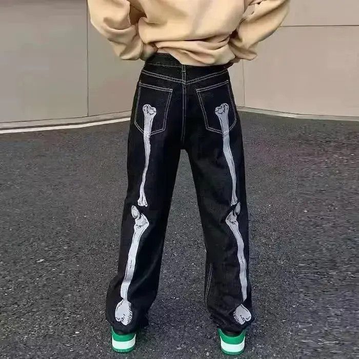 Japanese Brand Retro Skull Hand Bone Embroidery Jeans Pant Size US 32 / EU 48 - 6 Thumbnail