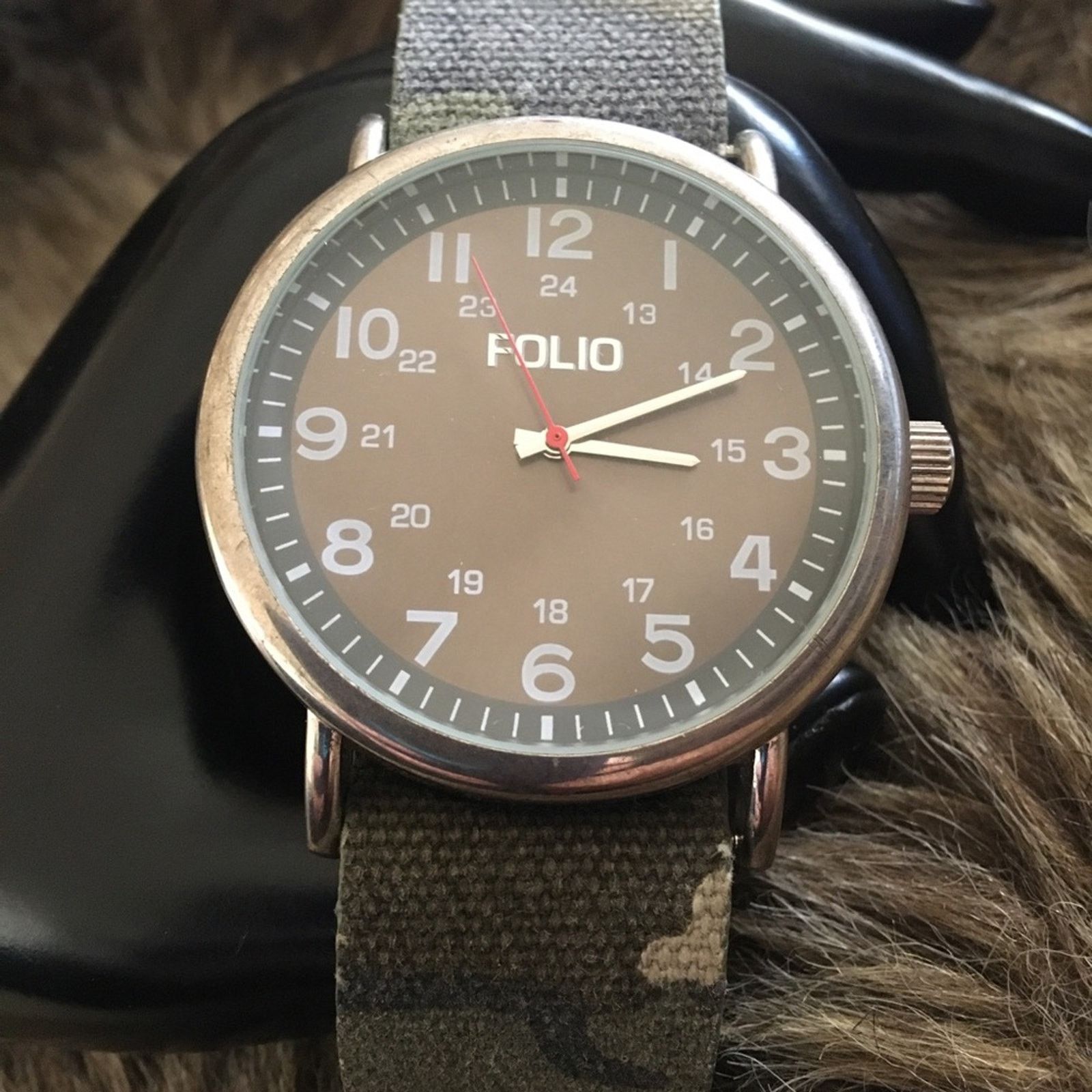 Jewelry Men’s Folio faux leather camo band watch Size ONE SIZE - 1 Thumbnail