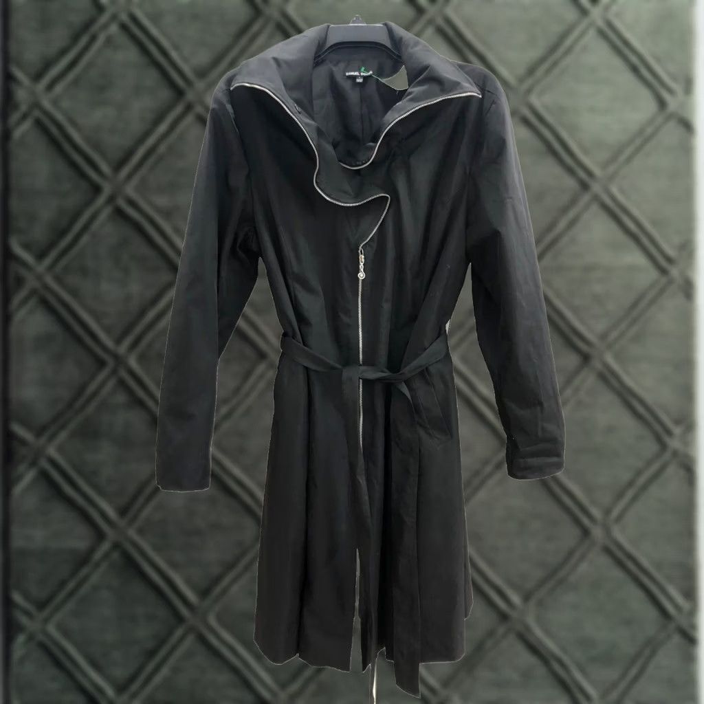 Vintage Samuel Dong Womens Large Coat Belted Fit & Flare Jacket Black & Silver Hardware Size L / US 10 / IT 46 - 1 Thumbnail