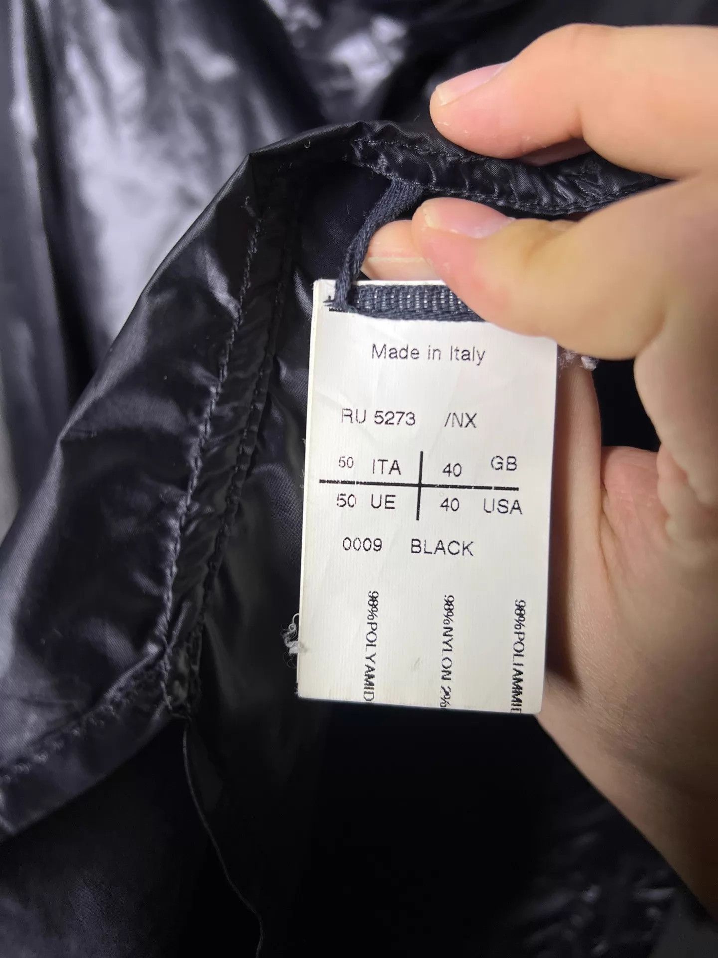 Rick Owens Shiny Black Long-Sleeve Button-Up Shirt. Size US M / EU 48-50 / 2 - 7 Thumbnail