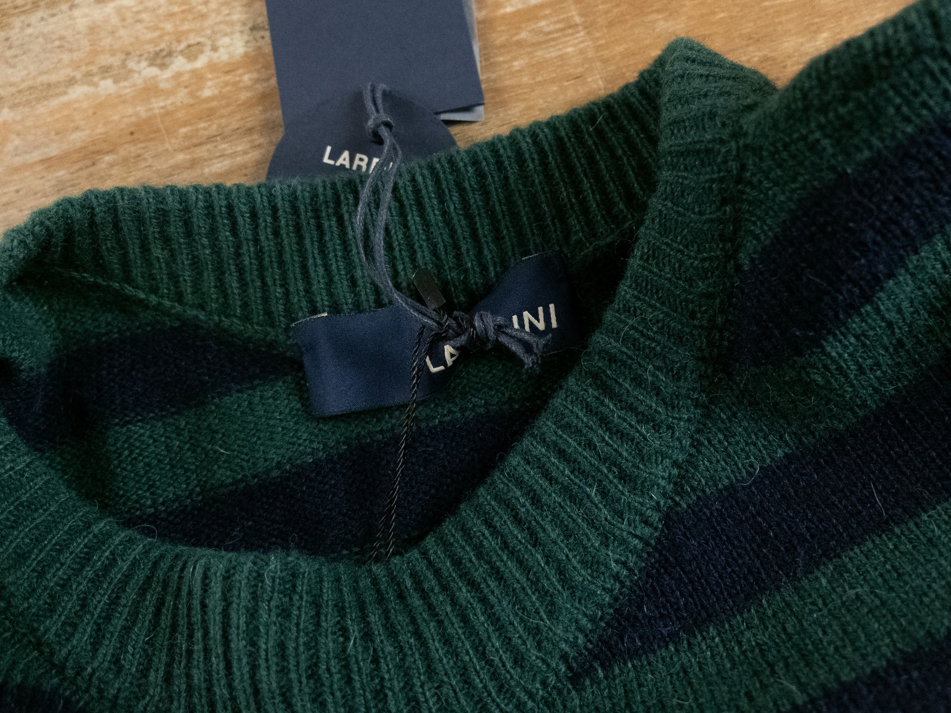 Lardini LARDINI green navy blue alpaca & wool striped sweater XL 52 Size US XL / EU 56 / 4 - 6 Thumbnail