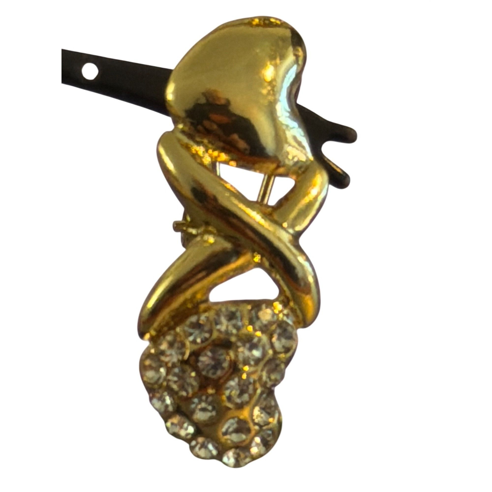 Other Vintage Gold Tone Heart Dangle Earrings Pierced Rhinestones Size ONE SIZE - 2 Thumbnail