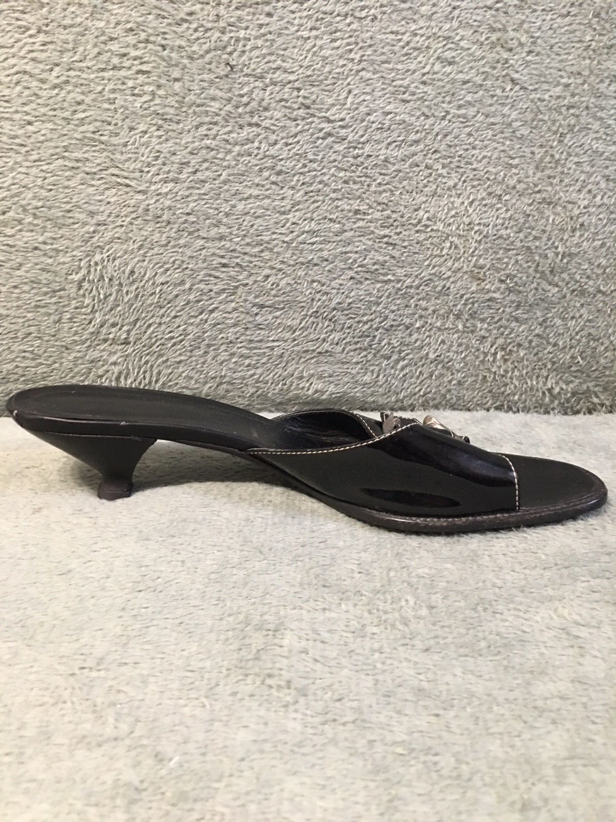 Prada PRADA Black Big Buckle Patent Leather Kitten Heels EU 40 Size US 10 / IT 40 - 8 Thumbnail