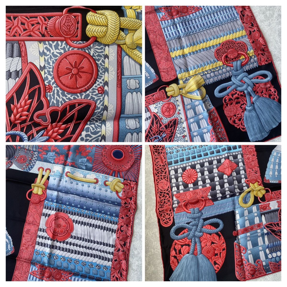 Hermes Hermes Twill Silk 90cm Parures De Samourais Scarf +BOX Size ONE SIZE - 13 Thumbnail