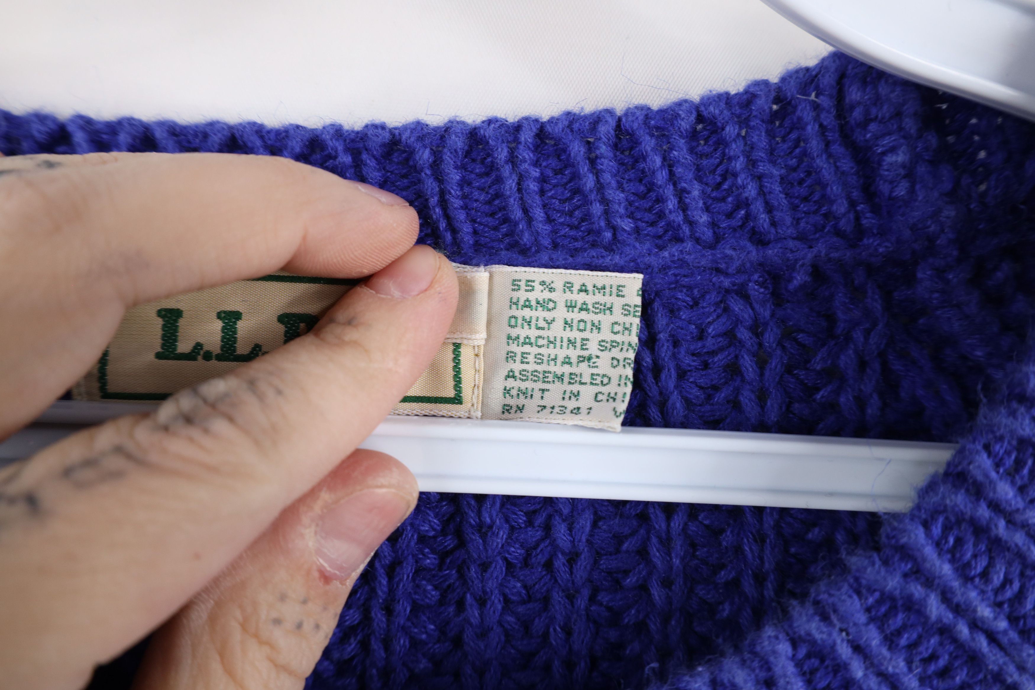 L.L. Bean × Vintage Vintage 90s LL Bean Blank Chunky Ribbed Knit Sweater Blue Size S / US 4 / IT 40 - 7 Thumbnail