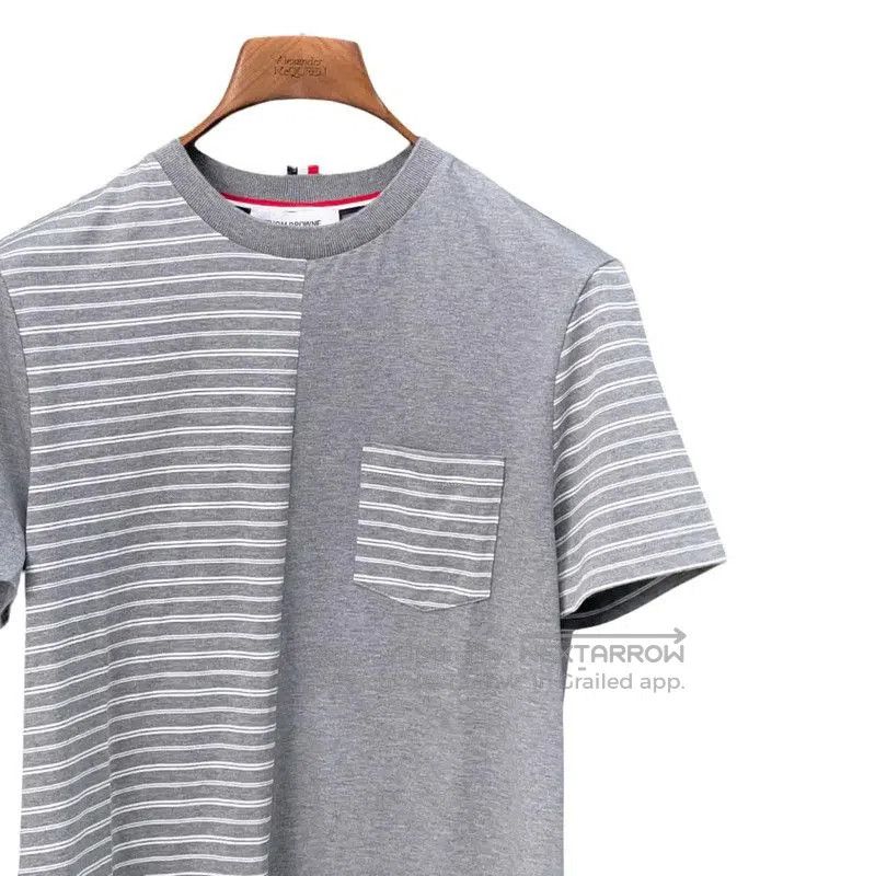 Thom Browne Thom Browne Gray Striped Short Sleeve T-Shirt . Size US XL / EU 56 / 4 - 3 Thumbnail