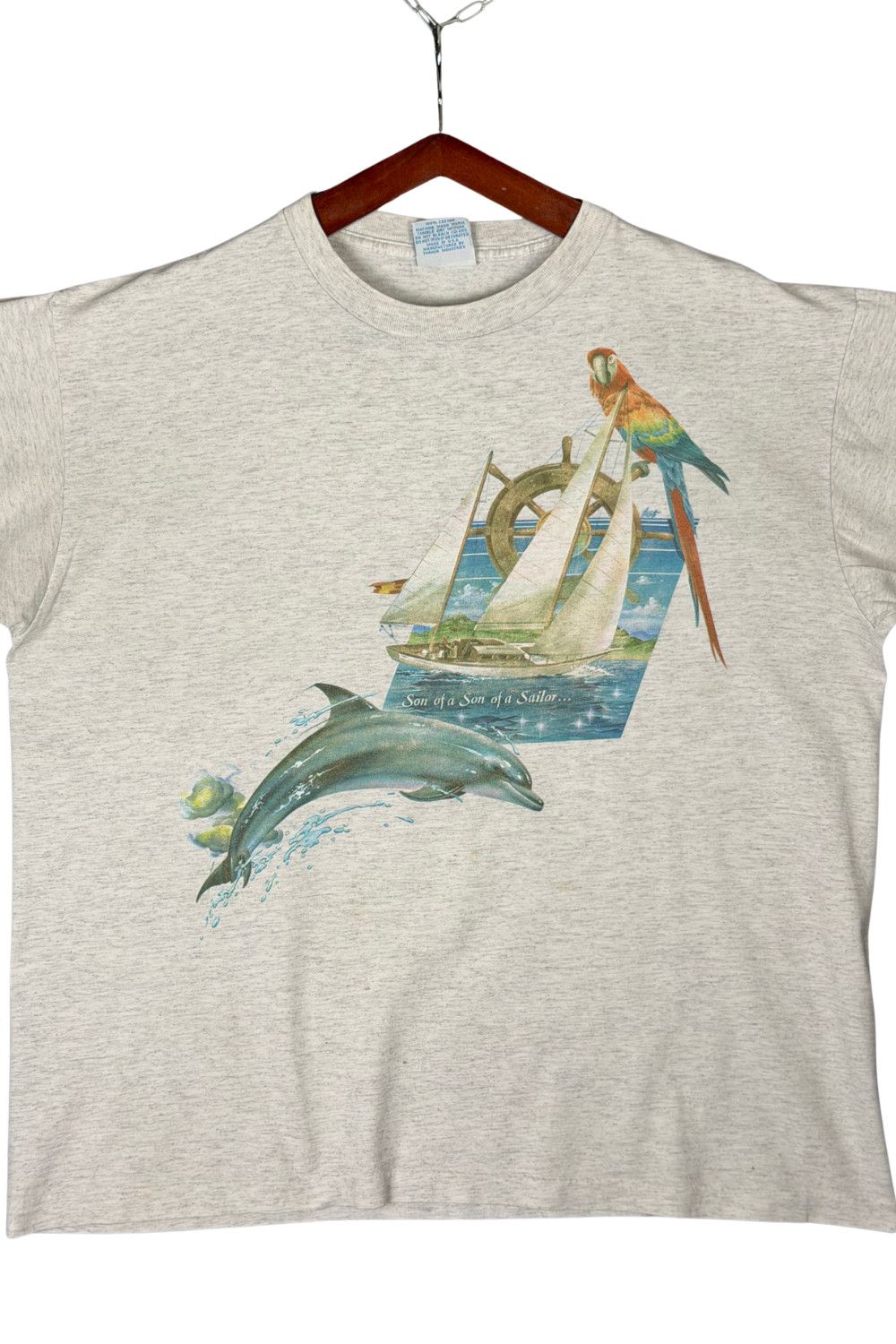 Vintage Late 80s Caribbean Soul Nautical Sailing Dolphin Tee USA Size US XL / EU 56 / 4 - 5 Thumbnail