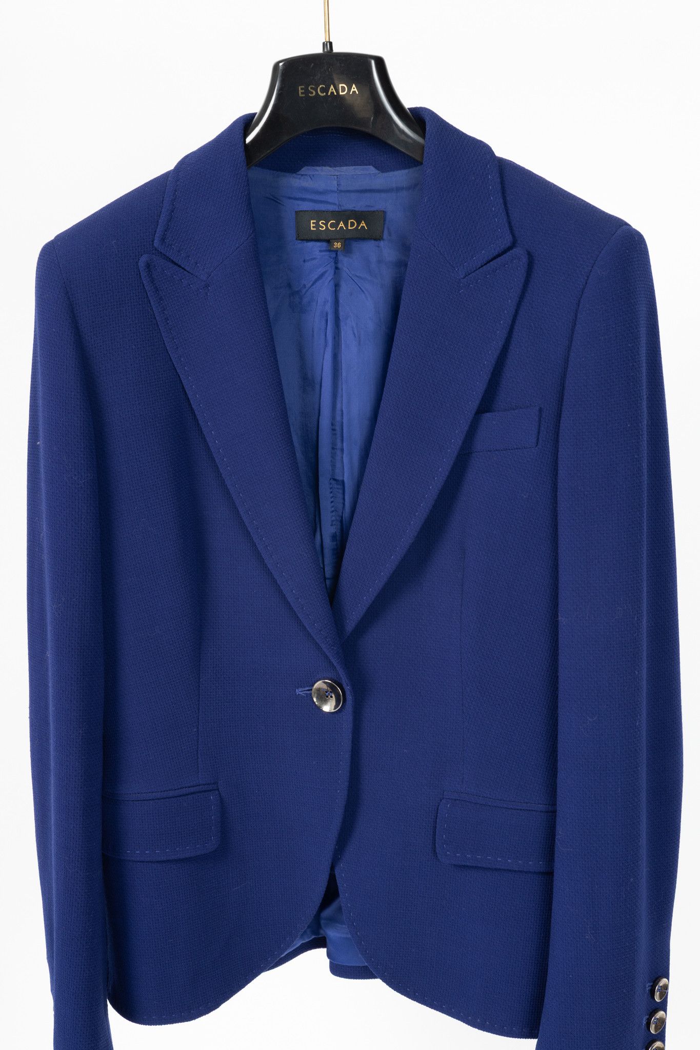 Escada Escada Brikena Ink Wool-Pique Blazer Size S / US 4 / IT 40 - 3 Thumbnail
