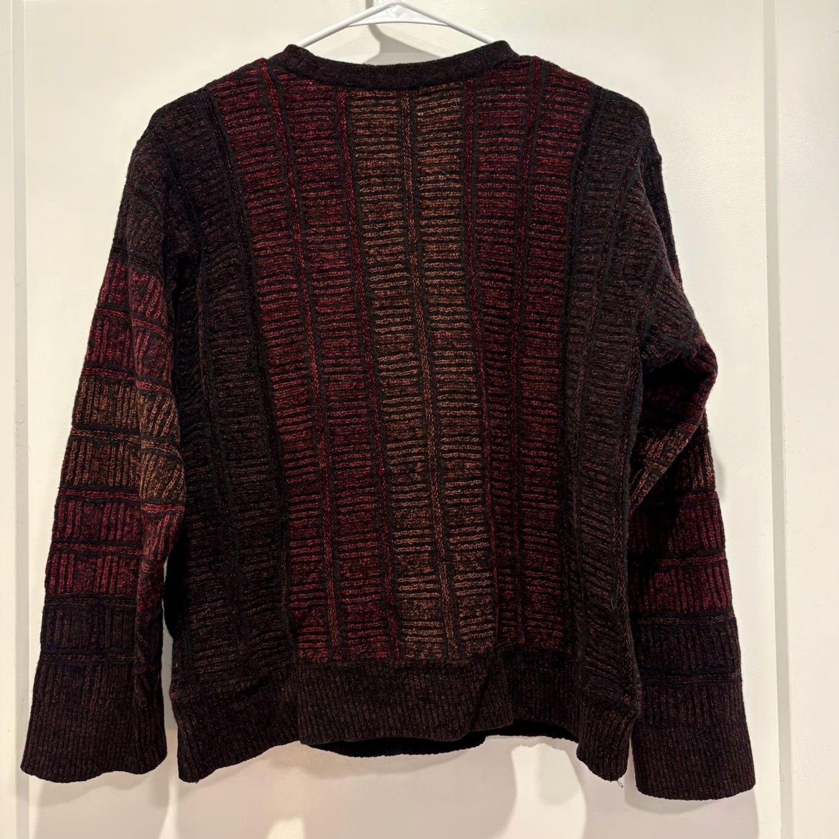 Jim Thompson Norm Thompson Sweater Striped Crewneck Burgundy Rust Black Large Size L / US 10 / IT 46 - 3 Thumbnail