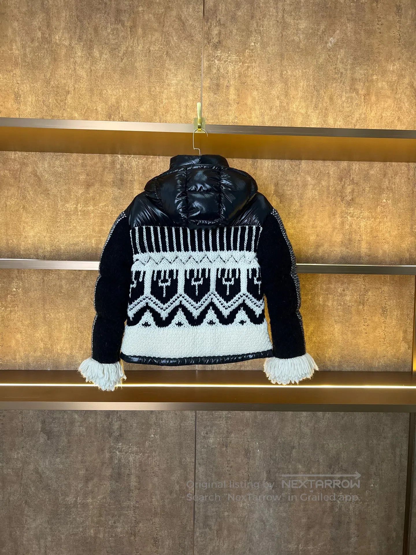 Moncler Moncler Black and White Fringe Knit Shearling Patchwork Do Size US S / EU 44-46 / 1 - 2 Thumbnail