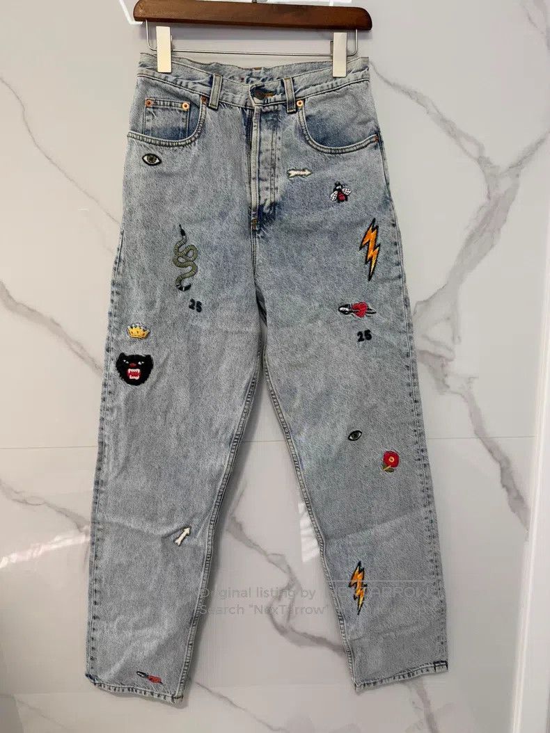 Gucci Gucci Insect-patterned jeans Size 27" / US 4 / IT 40 - 1 Thumbnail