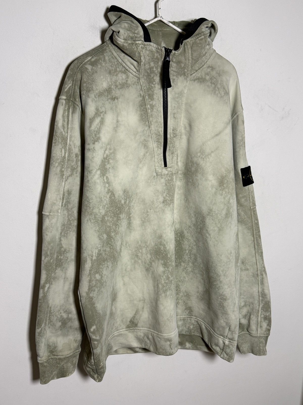 Stone Island half-zip hoodie hand corrosion