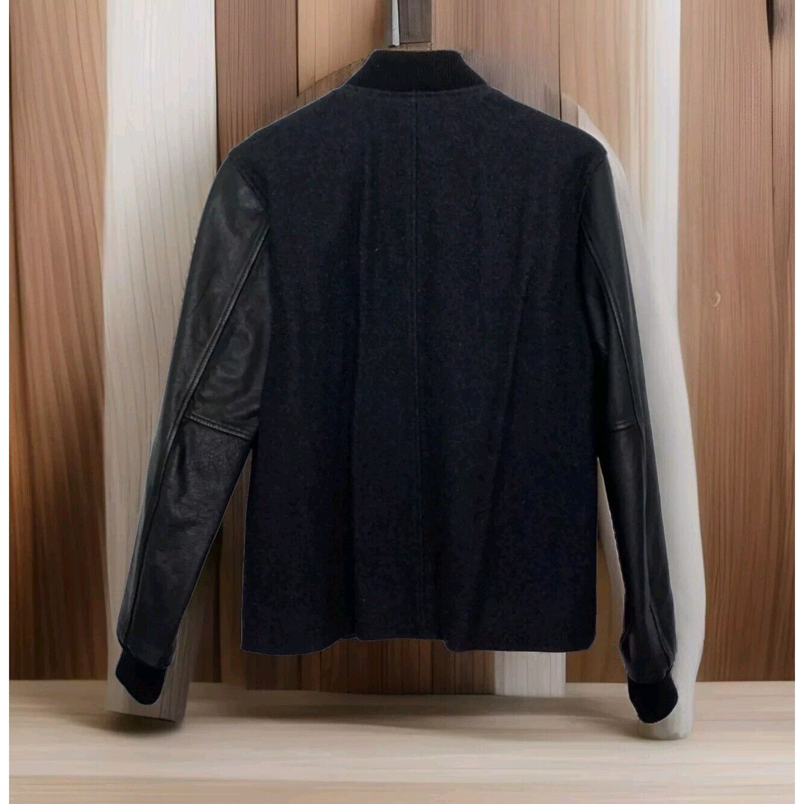 Vince Vince. Men’s City Varsity Leather Bomber Jacket Navy Black Size US S / EU 44-46 / 1 - 4 Thumbnail
