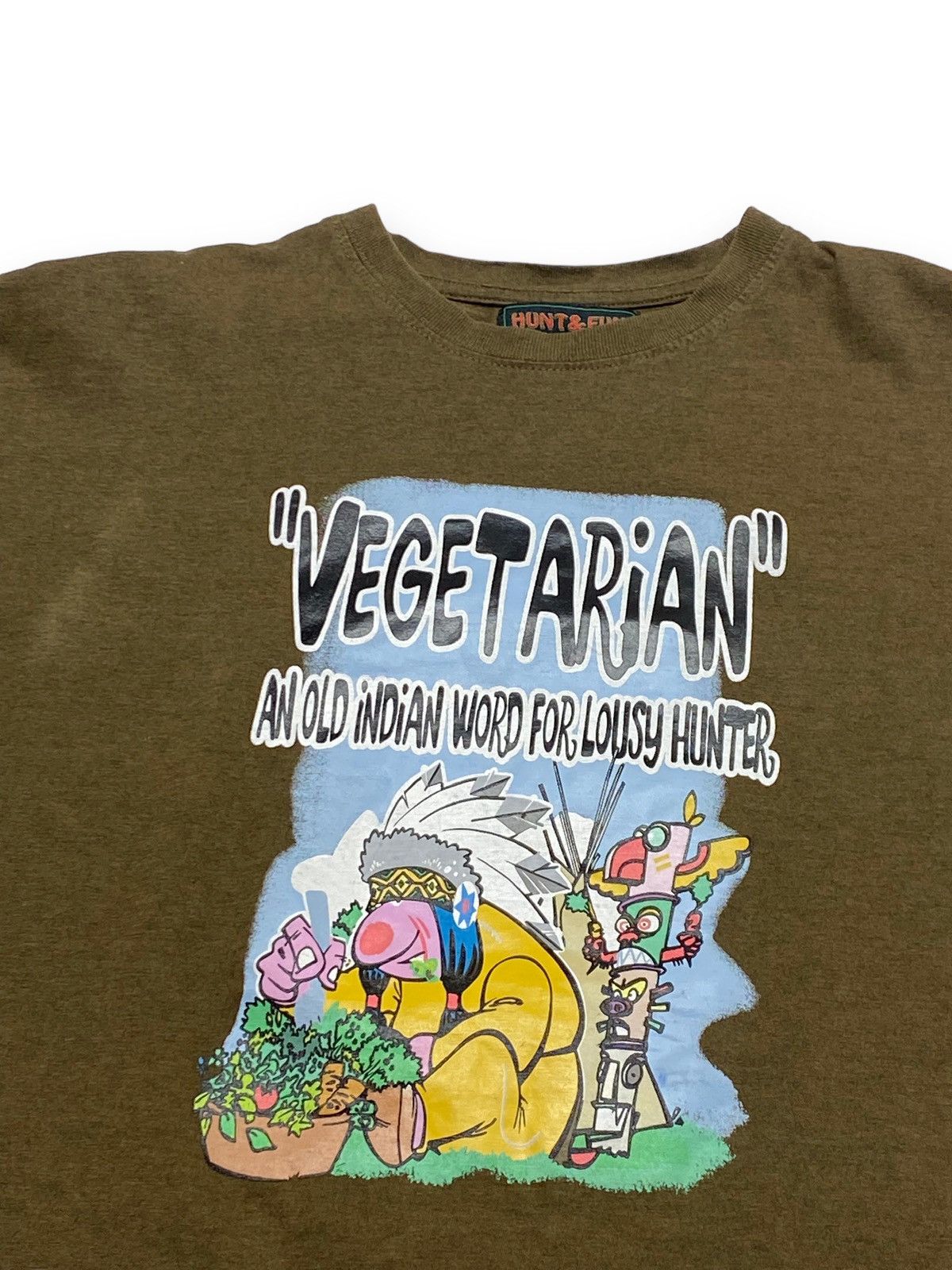 Hunt Club Vintage HUNT&FUN Brown Vegetarian Big Logo T Shirt Size US M / EU 48-50 / 2 - 2 Thumbnail