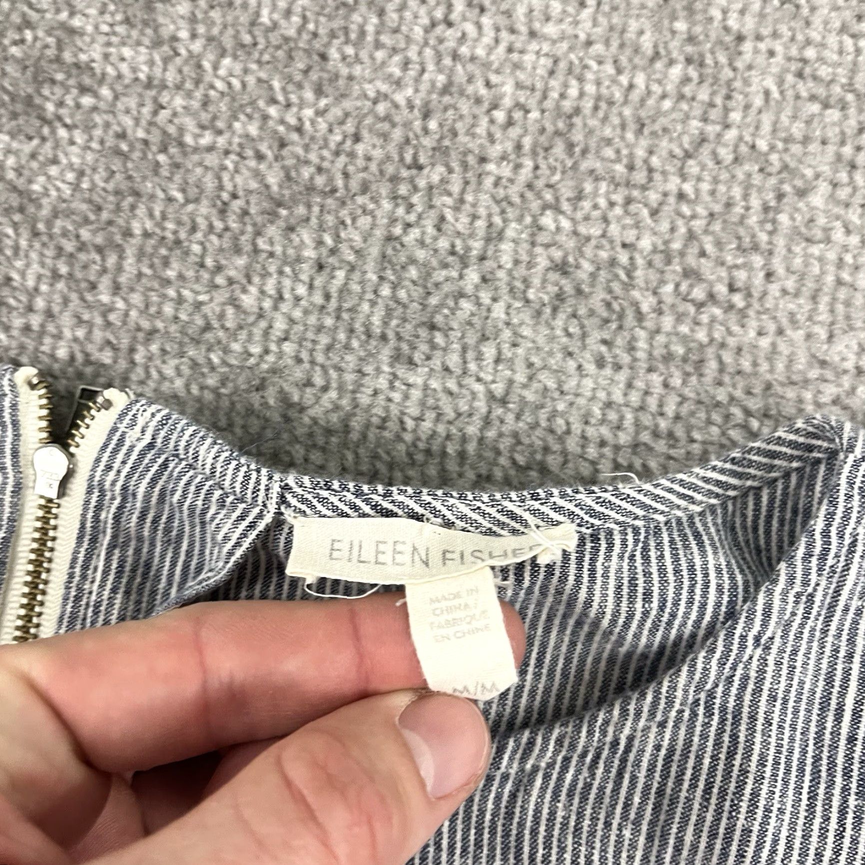 Eileen Fisher EILEEN FISHER Dress Women Medium Blue White Striped Micro Tunic Top Pockets Hemp Size M / US 6-8 / IT 42-44 - 4 Thumbnail