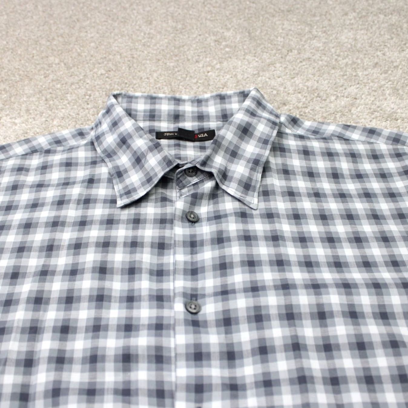 John Varvatos John Varvatos Shirt Men XL Gray Plaid Button-Down Collared 100% Cotton L/S Regular Size US XL / EU 56 / 4 - 5 Thumbnail