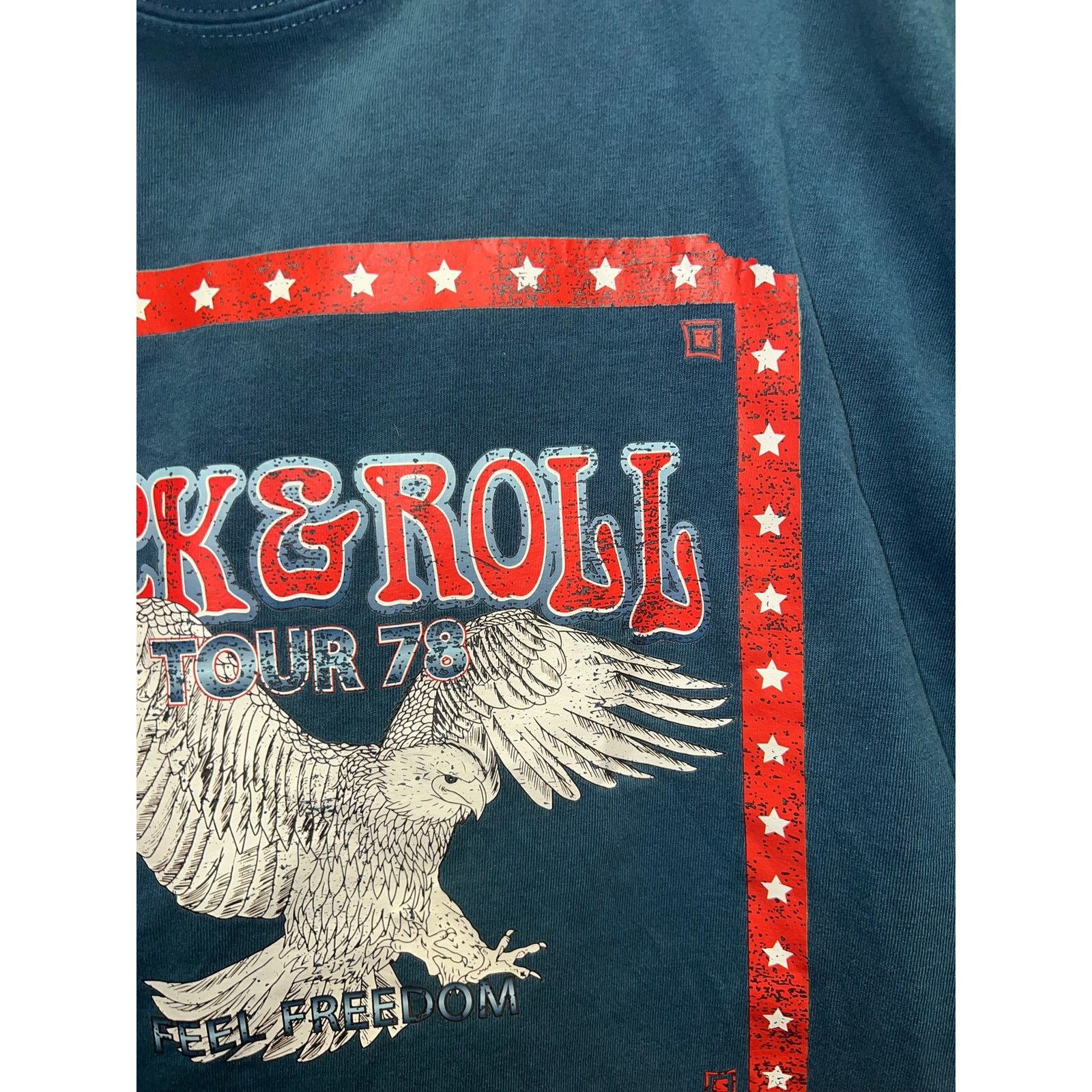Vintage Womens Rock & Roll Top Shirt Vintage Style Eagle Blue Tee M Size M / US 6-8 / IT 42-44 - 4 Thumbnail