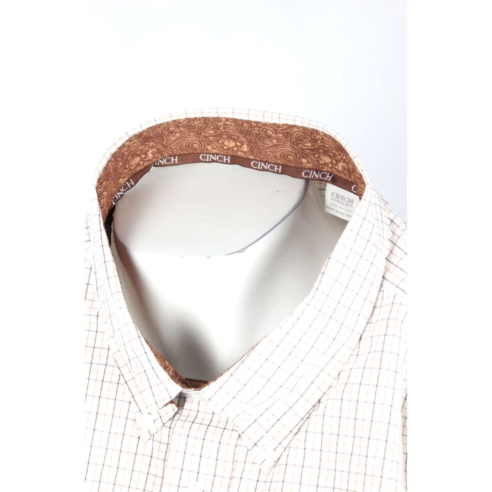 Vintage Cinch Men's Western Button Shirt Classic Fit Stretch Long Sleeve XL White Plaid Size US XL / EU 56 / 4 - 4 Thumbnail