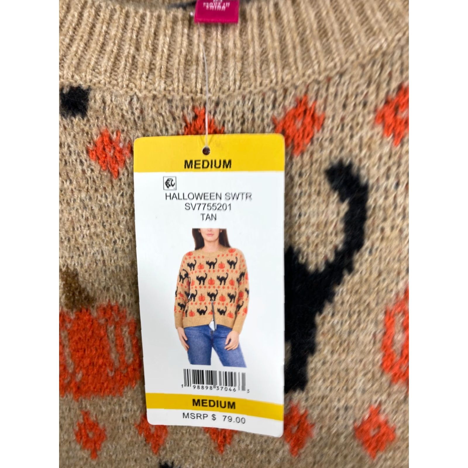 Vince Camuto Vince Camuto Pullover Halloween Sweater Womens Medium Tan Knit Crew Neck NWT Size M / US 6-8 / IT 42-44 - 5 Thumbnail