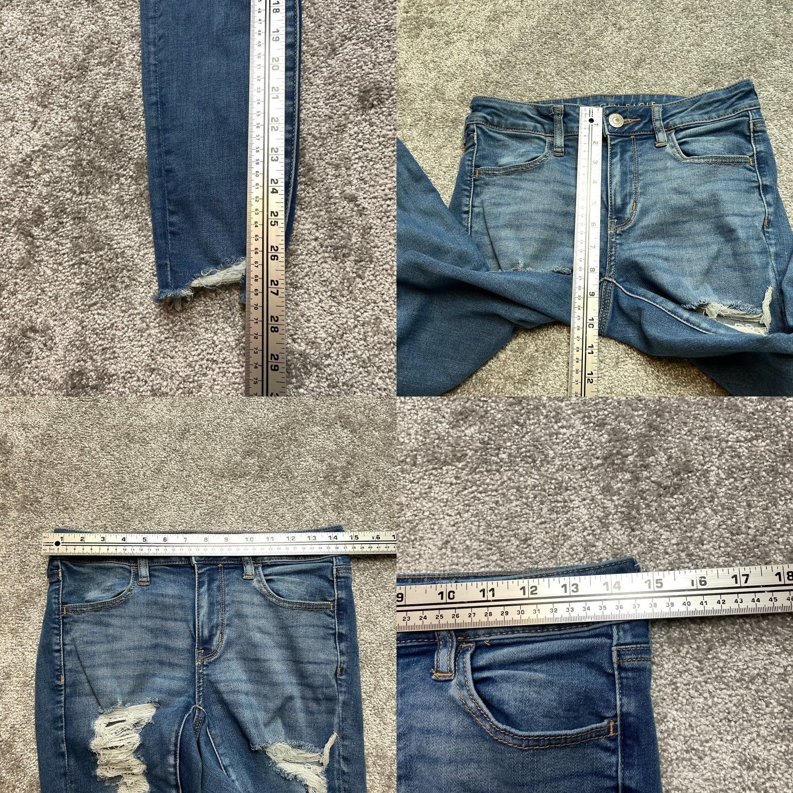 American Eagle Outfitters American Eagle Outfitters Jegging Jeans Womens 6 Blue Raw Distressed 27" Inseam Jegging Stretch Regular Rise High 27" 5-Pocket Denim Jeans Size 30" / US 8 / IT 44 - 8 Thumbnail