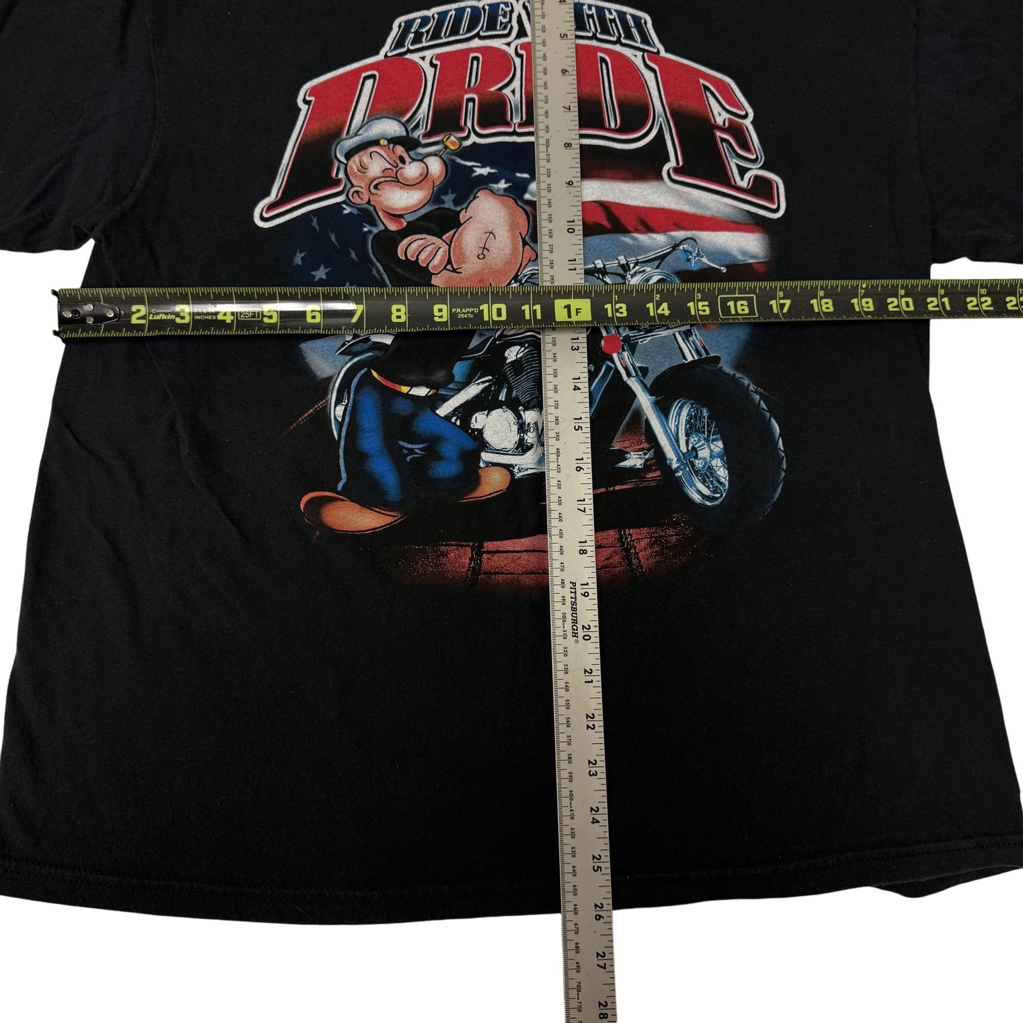 Other 90s Y2K POPEYE Ride With PRIDE USA FLAG Motorcycle Biker Tee Size US XL / EU 56 / 4 - 5 Thumbnail