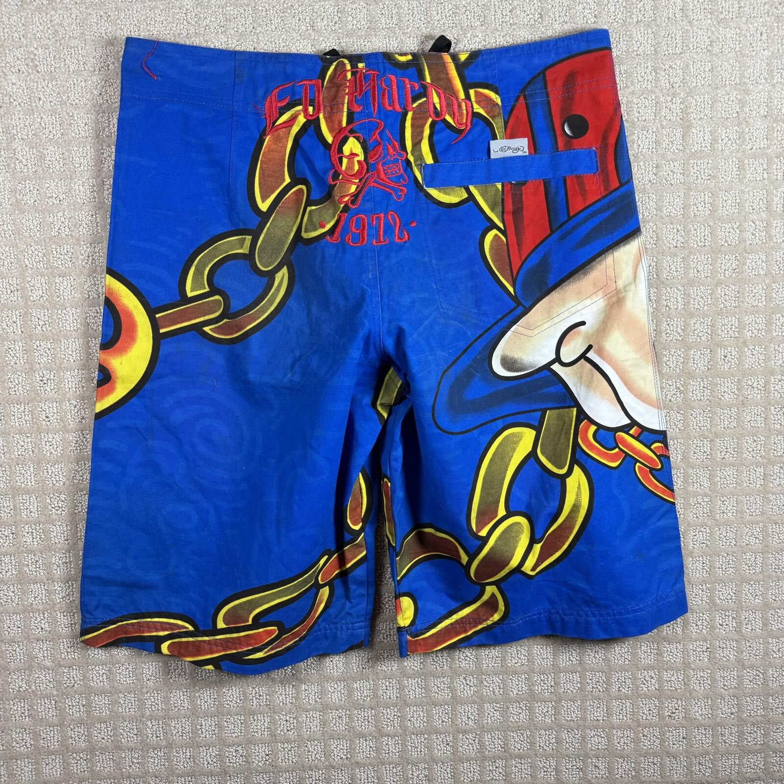 Ed Hardy Y2K Ed Hardy Bulldog Chain Board Shorts XL Size US 36 / EU 52 - 5 Thumbnail