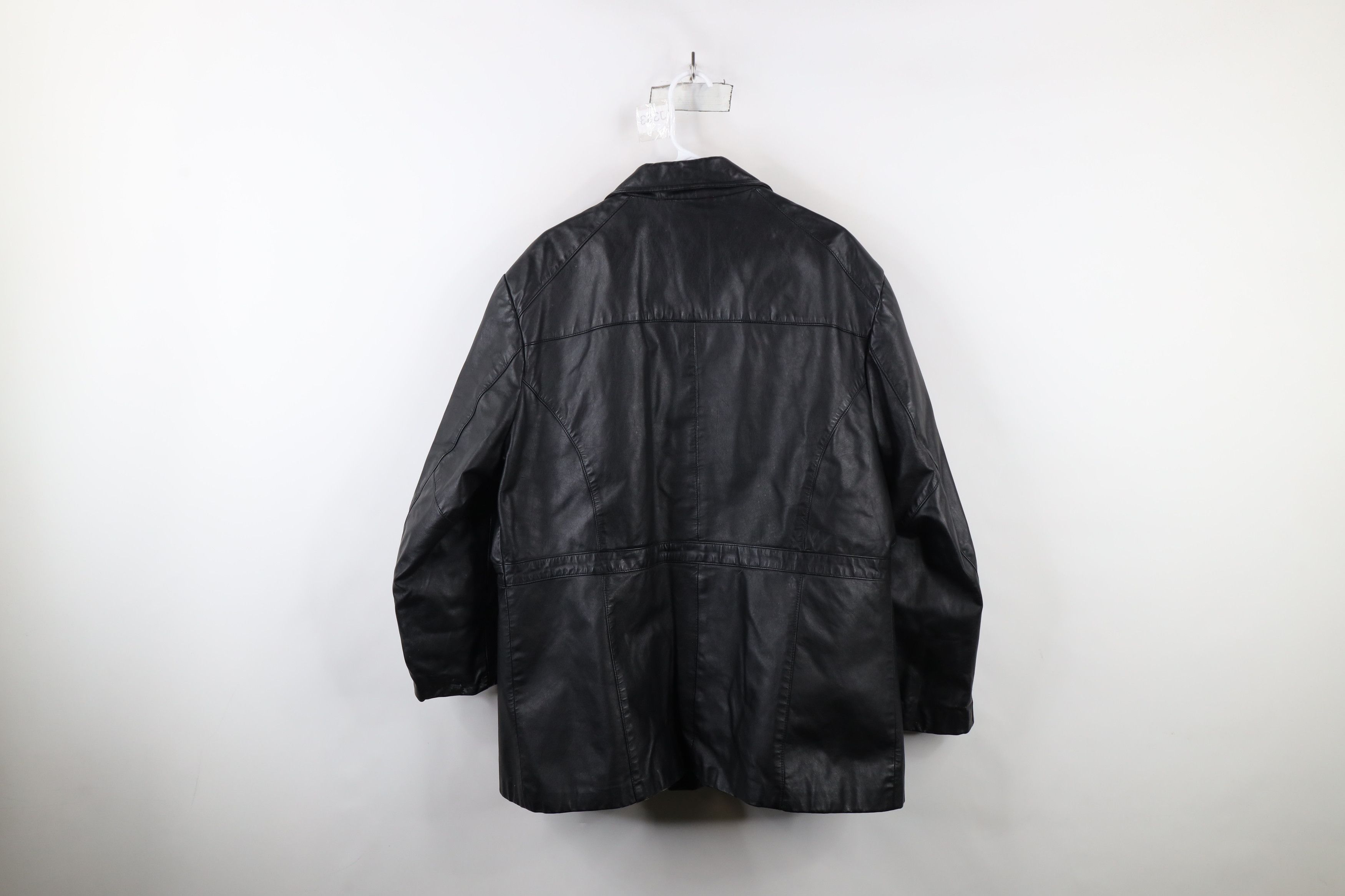 Vintage Vintage 70s Streetwear Leather Button Jacket Black Size US XXL / EU 58 / 5 - 14 Thumbnail