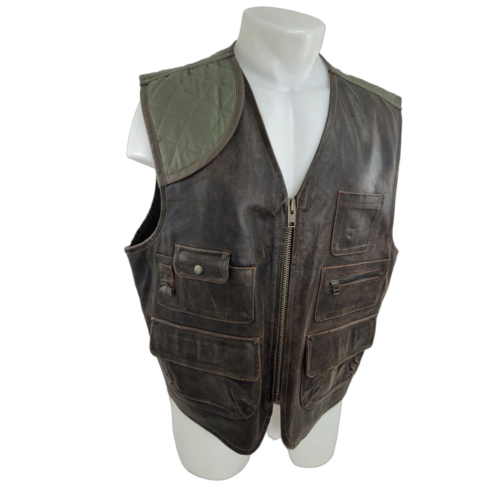 Gap VINTAGE GAP LEATHER Padded Hunting Vest - L - Brown - Men - Hunting - Vest - Gap Size US L / EU 52-54 / 3 - 1 Thumbnail