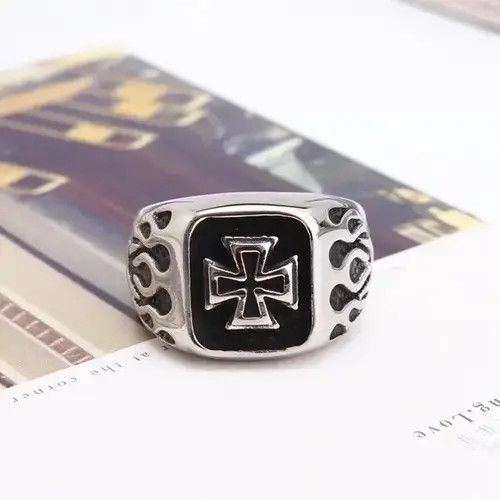 Japanese Brand Silver Fire Cross Ring Size ONE SIZE - 7 Thumbnail