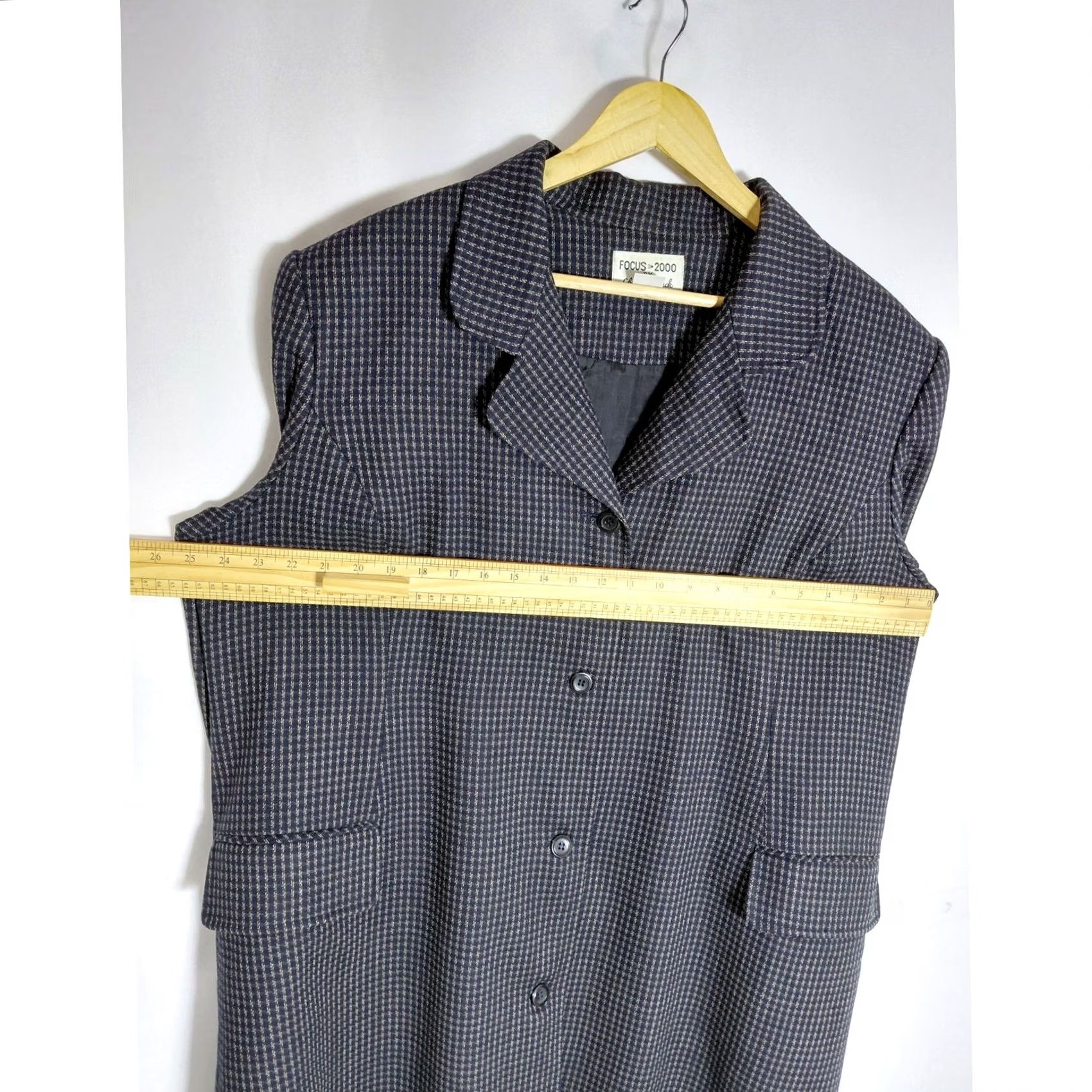 Vintage Vintage FOCUS 2000 BY Charles Glueck Wool Blazer Gray Solid Size 18W Size XXL / US 16-18 / IT 52-54 - 6 Thumbnail