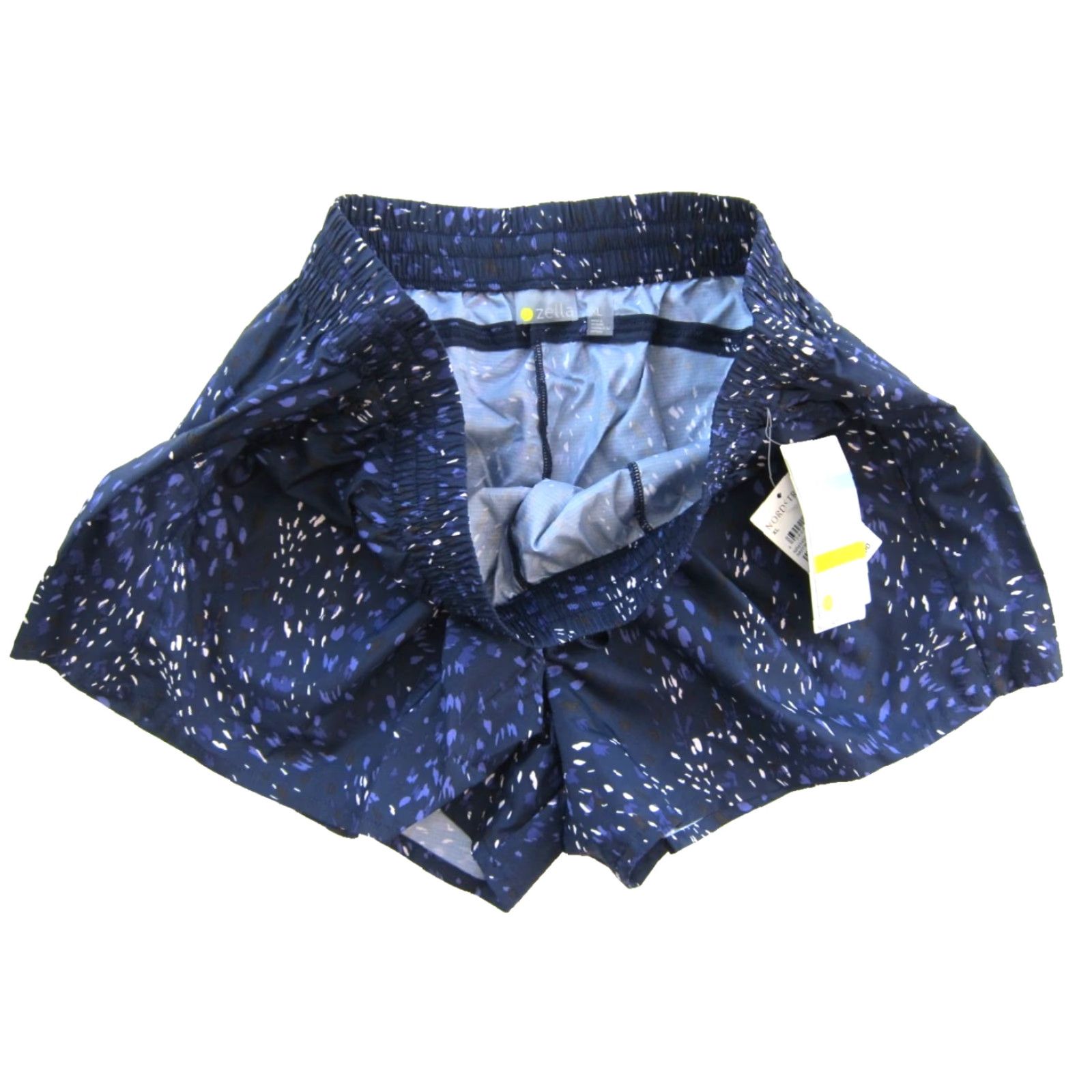 Vintage NWT Zella Running Shorts Navy Confeti Flex Lightweight 4-Way Stretch XL Blue Women Pockets Sports Activewear Size 40" / US 18 - 4 Thumbnail