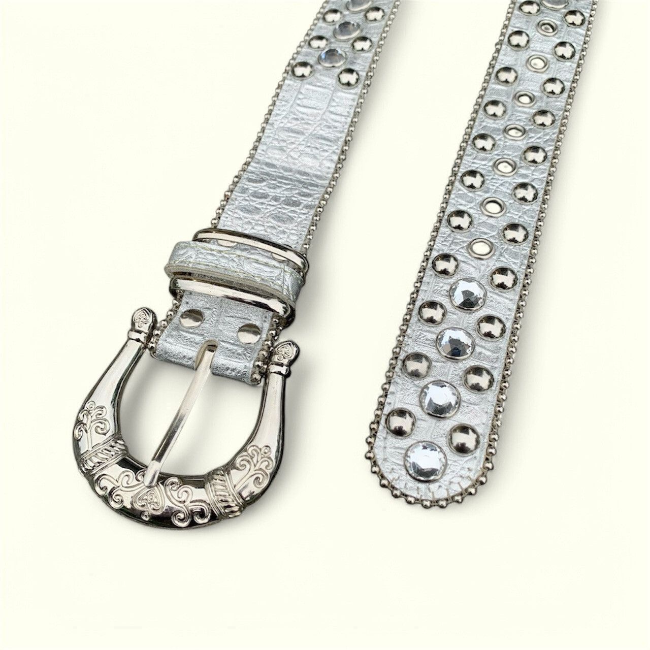 If Six Was Nine × Japanese Brand × Le Grande Bleu (L.G.B.) Vintage Crystal Studded Croco Leather Belt Size ONE SIZE - 5 Thumbnail