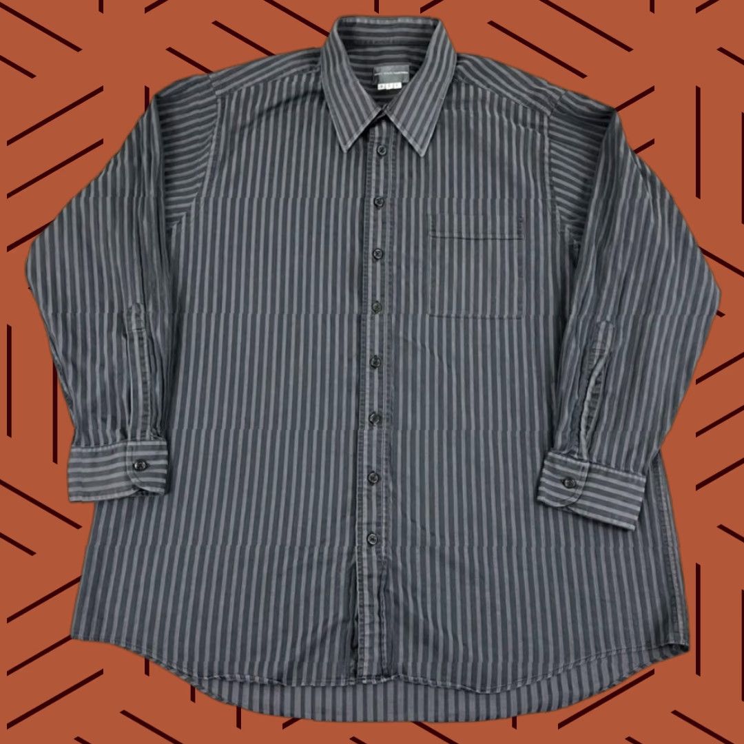 Vintage HARRY ROSEN Shirt Mens XL (Custom SZ) Faded Gray Striped Button-Up Canada NSC Size US XL / EU 56 / 4 - 1 Thumbnail