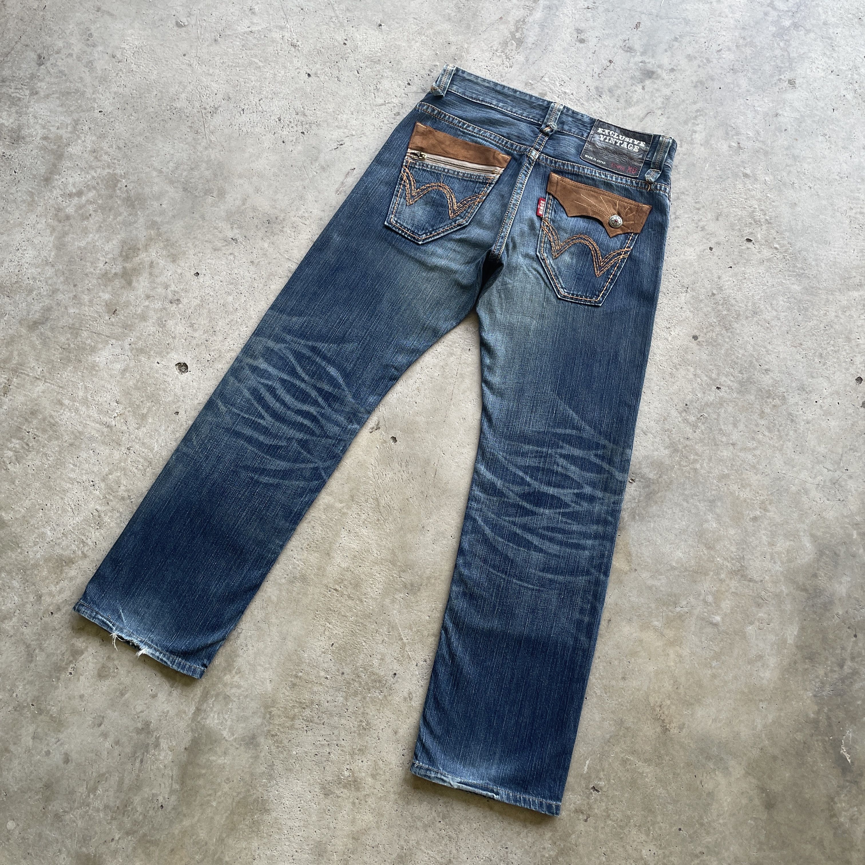 VINTAGE EDWIN XV DENIM DISTRESSED FADED JEANS PANTS W32