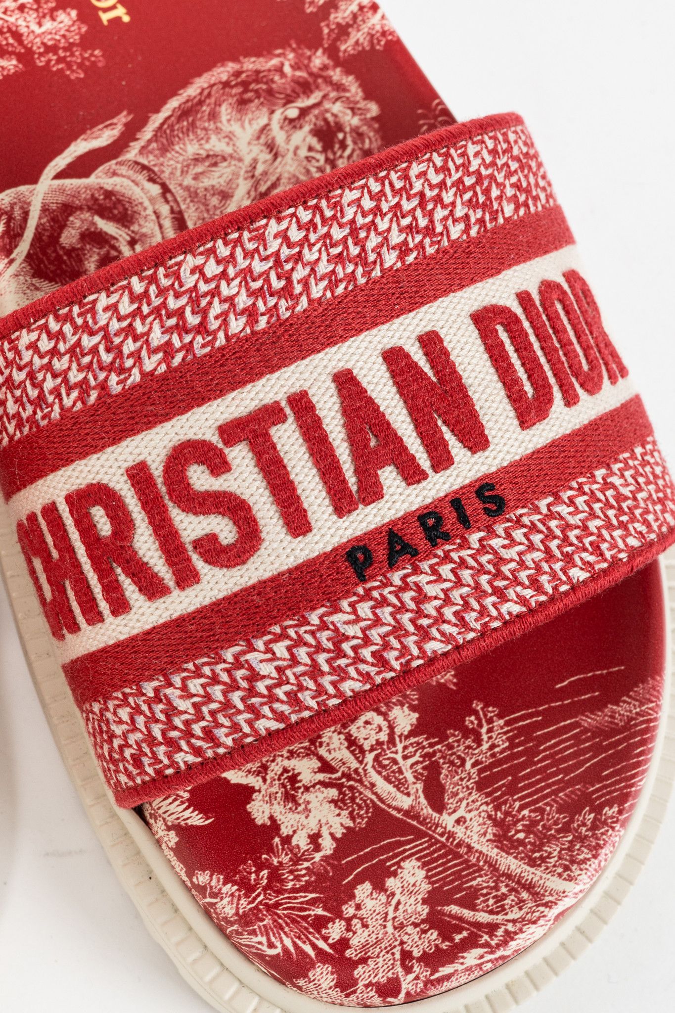 Dior Christian Dior Dway Toile du Jouy Flowers Embroidered Slides Size US 7 / IT 37 - 8 Thumbnail