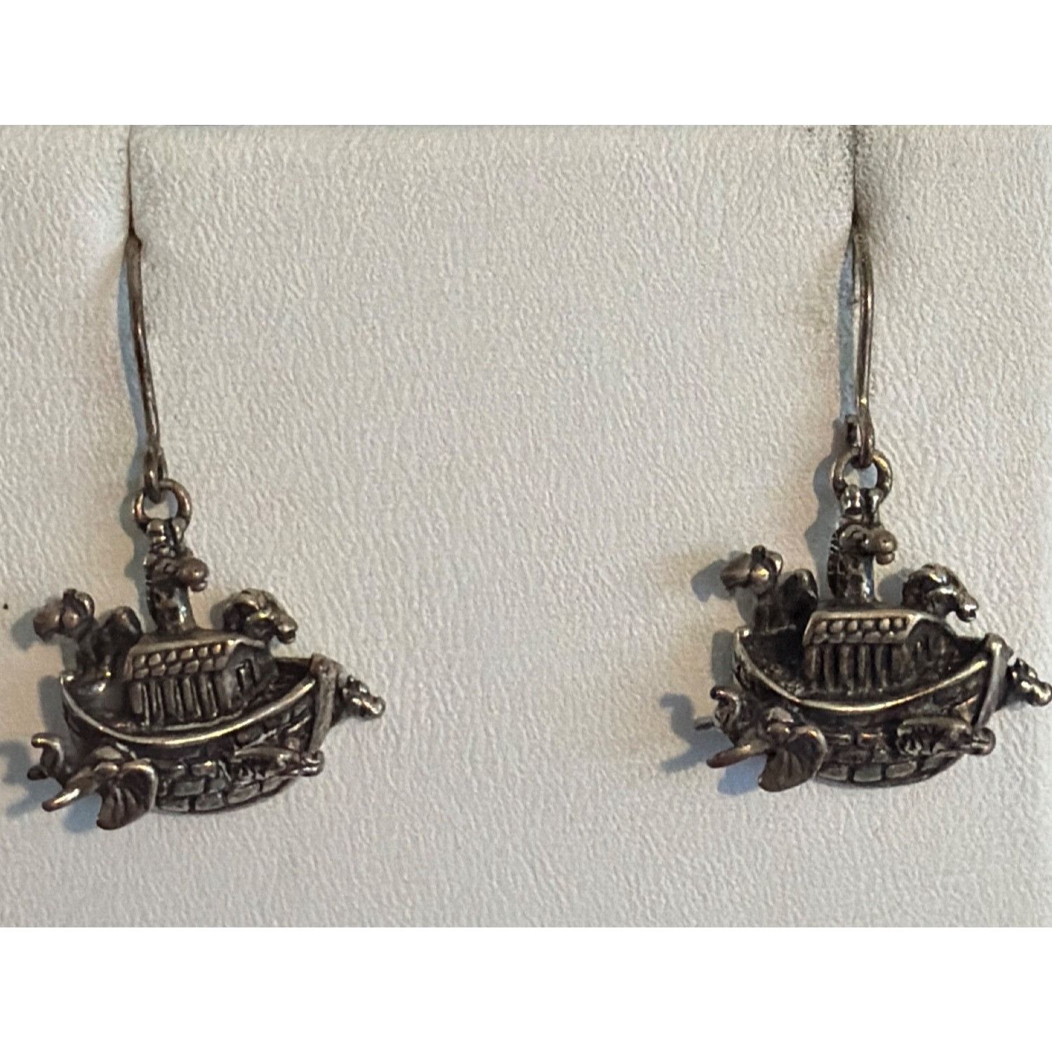 Other Vintage Shube Sterling Silver Noah's Ark Dangle Earrings 3D Size ONE SIZE - 1 Thumbnail