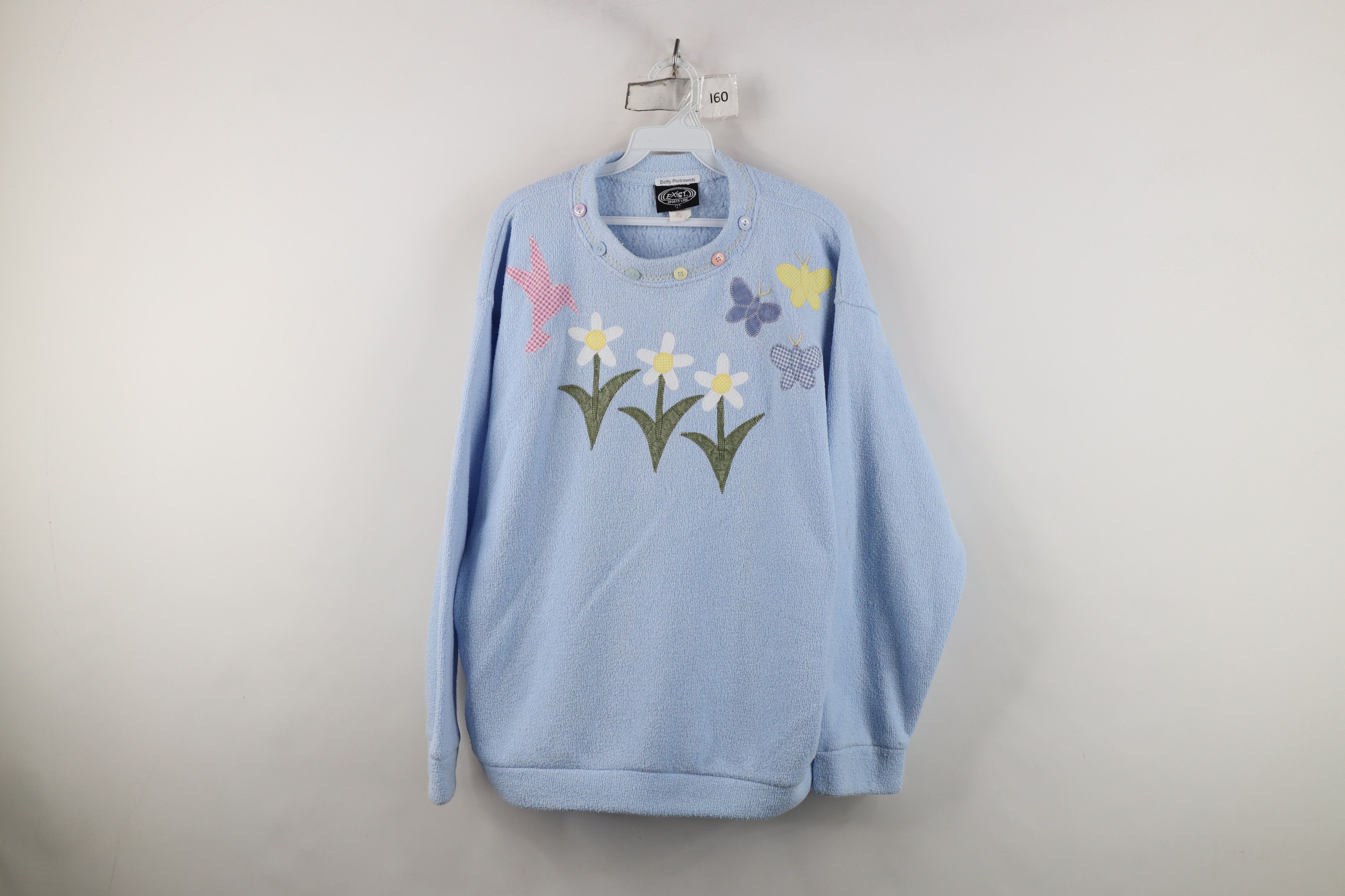 Vintage Vintage 90s Streetwear Butterfly Terry Cloth Sweatshirt USA Size L / US 10 / IT 46 - 1 Thumbnail