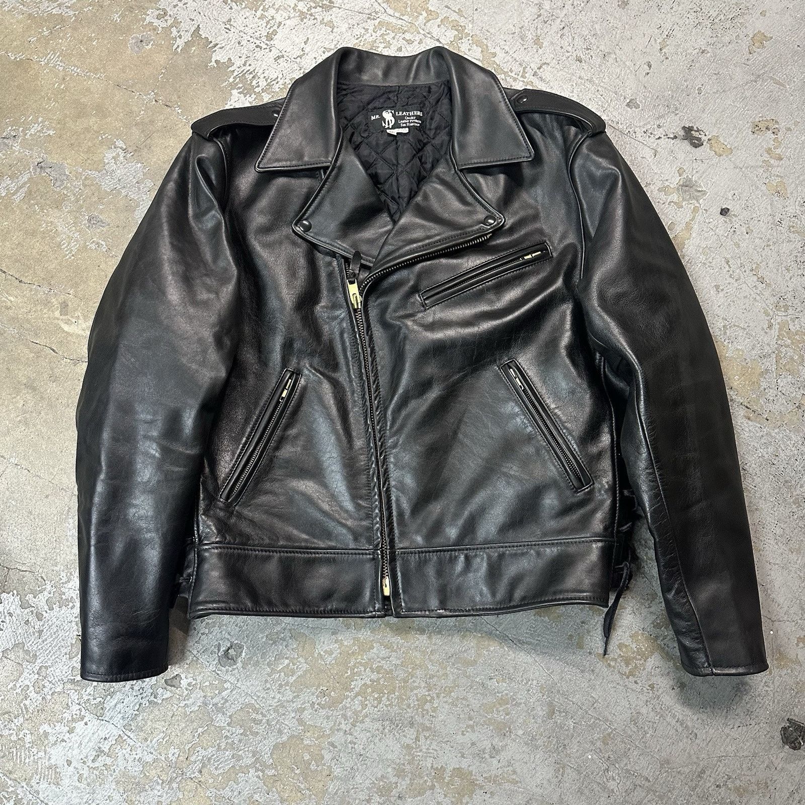 Leather × Vintage Mr. S Leathers Black Motorcycle Biker Leather Jacket Sz 46 Size US XL / EU 56 / 4 - 1 Thumbnail