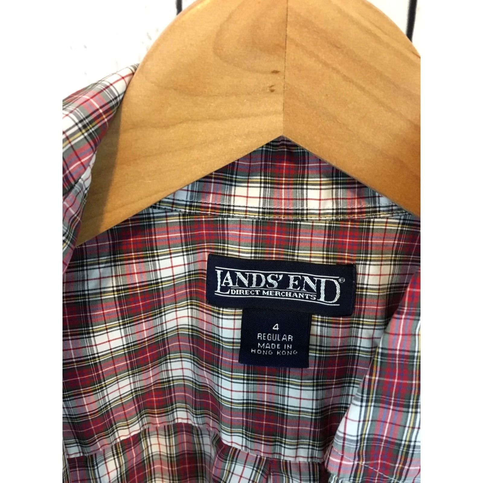 Lands' End Lands' End Plaid Button-Up Blouse Women's 4 Regular Red Long Sleeve Shirt Size S / US 4 / IT 40 - 2 Thumbnail