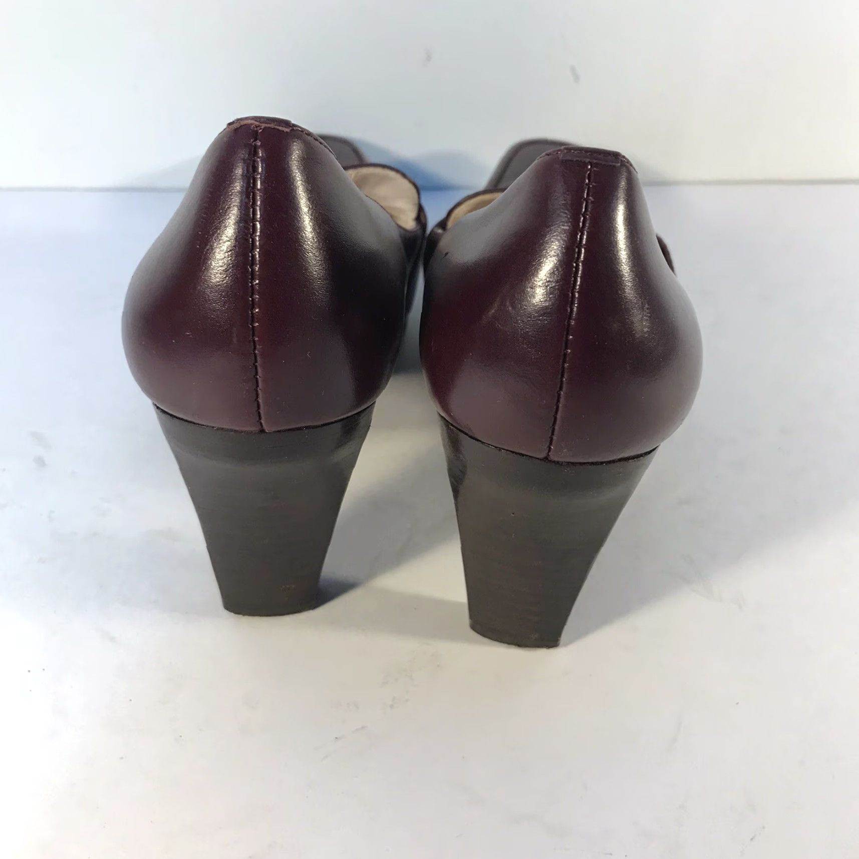 Anne Klein Anne Klein Flexology Burgundy Leather Heels - 3in Block Pump, Womens Size 7M, Square Toe, Comfort, Modern Size US 7 / IT 37 - 3 Thumbnail