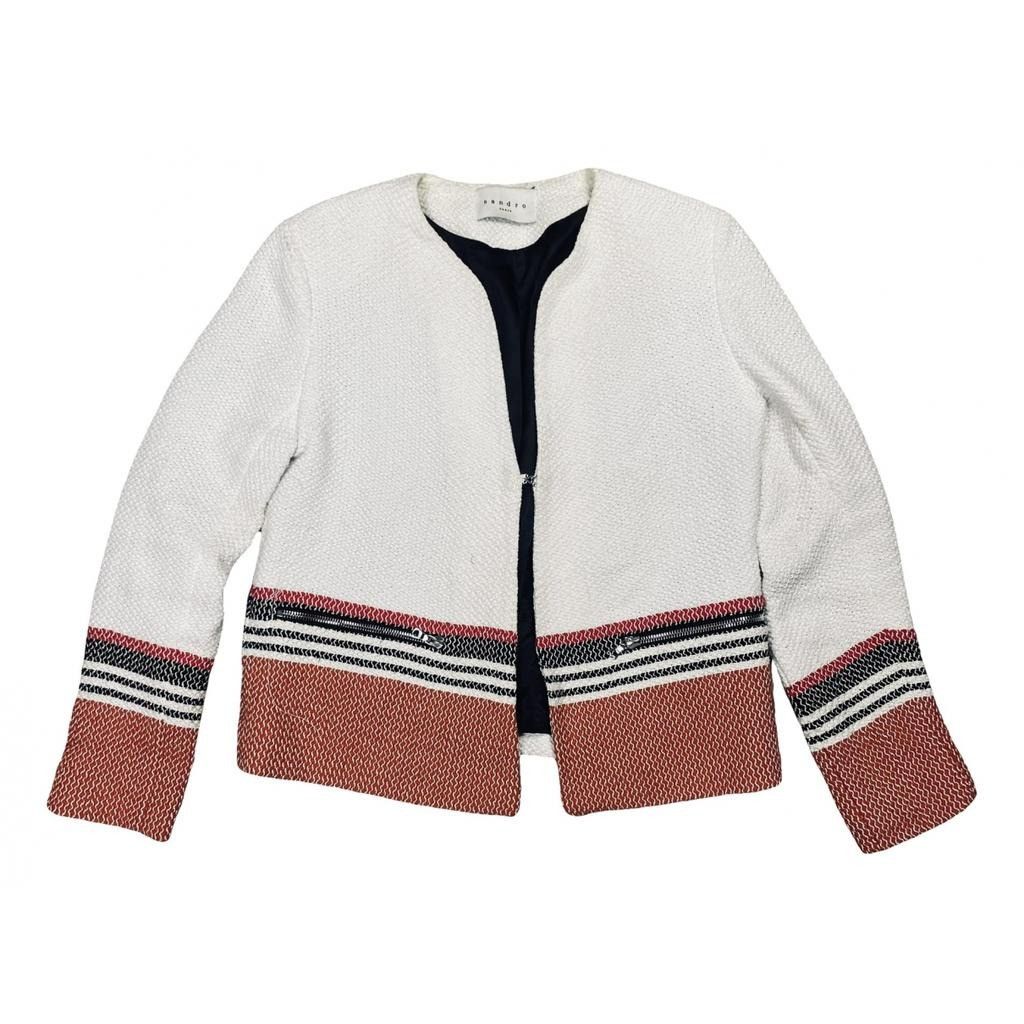 image of Sandro Wool Jacket in Beige, Women's (Size Medium)