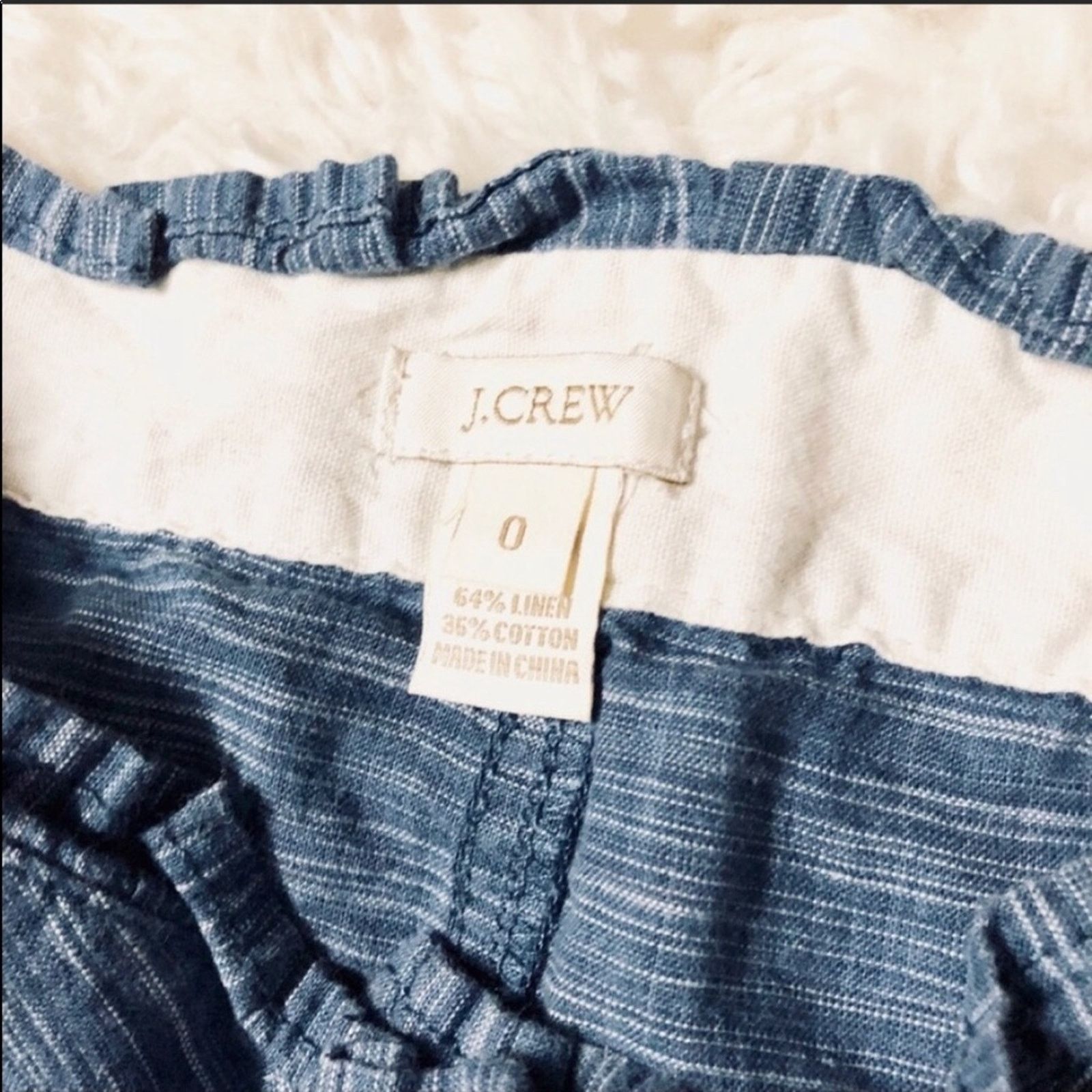 J CREW Light Navy Blue White Linen Playa Mini Skirt Casual 0