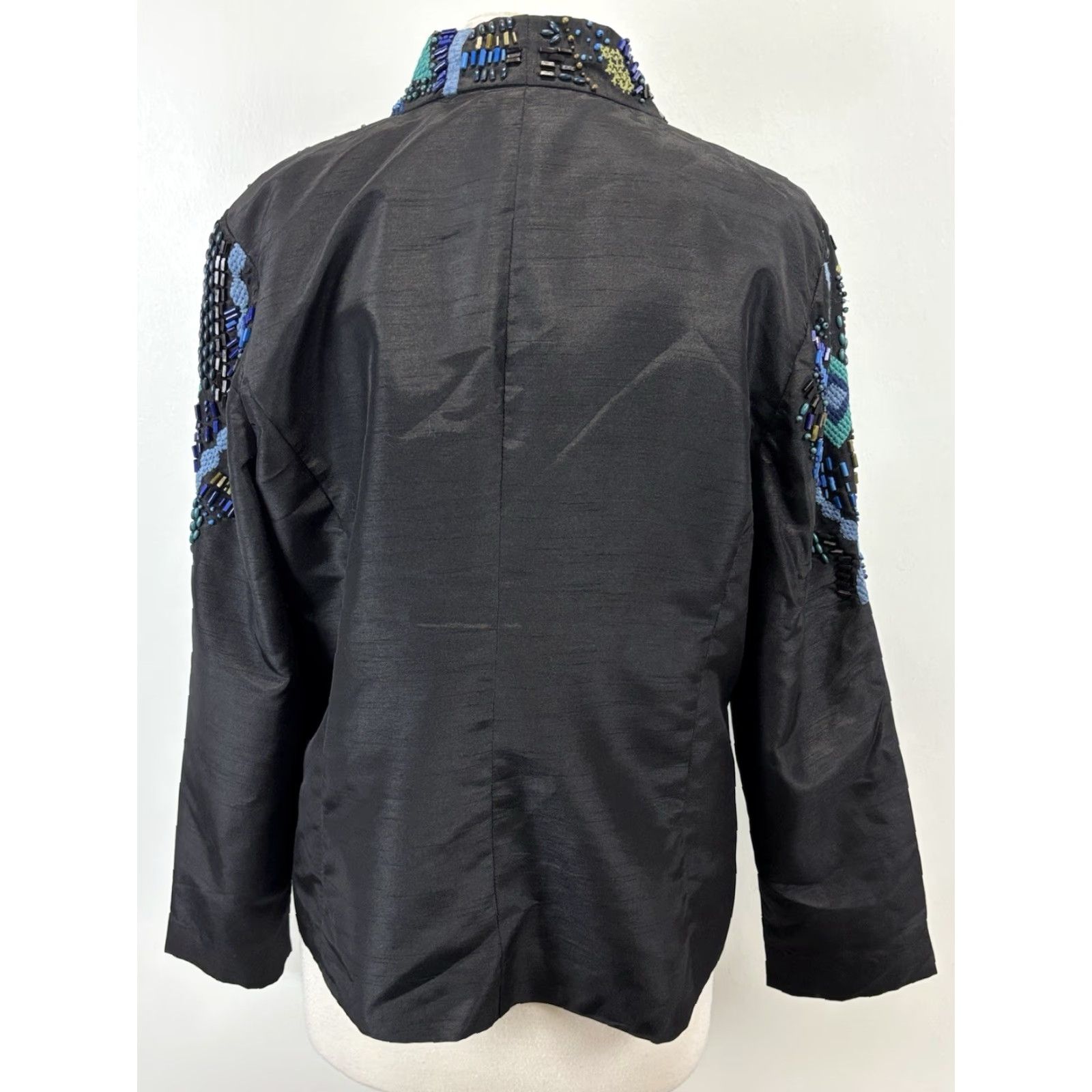 Vintage Chico's Blazer Women’s L Black Open Front Beaded Aztec Bohemian Southwestern Art To Wear Shirt/Blazer Women’s L Black Beaded Aztec Open Front Size L / US 10 / IT 46 - 3 Thumbnail