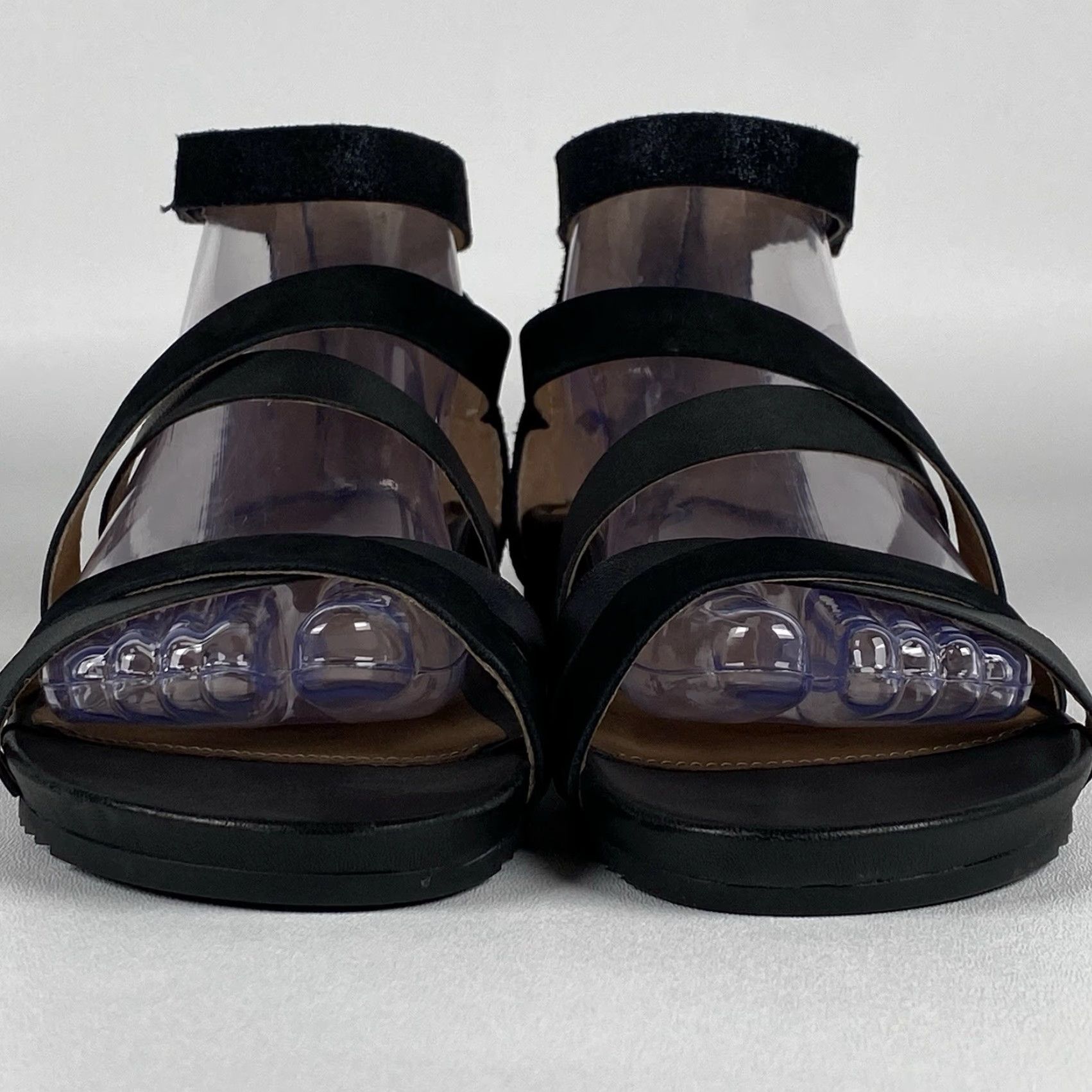 Vintage Abeo Braelyn Ankle Strap Sandals / Black Leather Sz 7.5 Womens Flat Heel Arch Support Strappy Casual Travel 7.5 Black Size US 8 / IT 38 - 3 Thumbnail